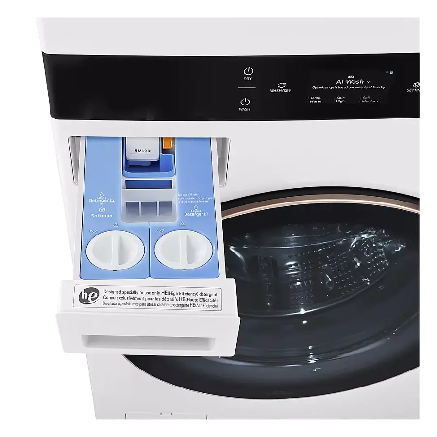 Alt View 16. LG - STUDIO 5.0 Cu. Ft. HE Smart Front Load Washer and 7.4 Cu. Ft. Electric Dryer WashTower with Steam and TurboWash 360 - Essence White.
