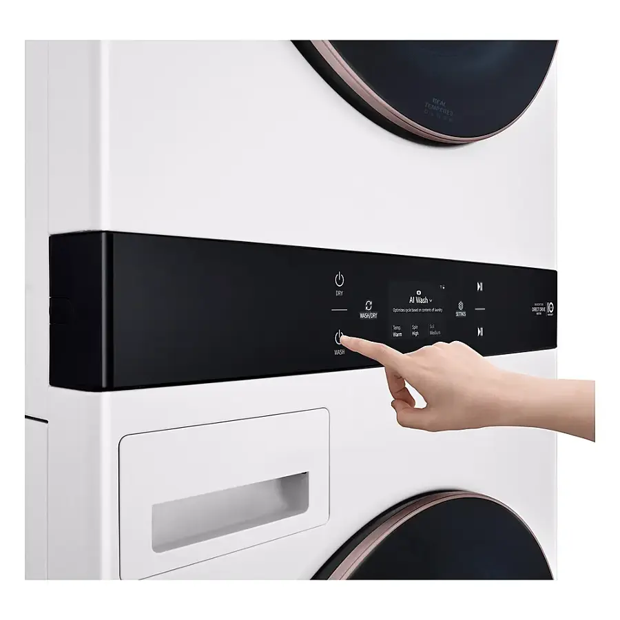 Alt View 20. LG - STUDIO 5.0 Cu. Ft. HE Smart Front Load Washer and 7.4 Cu. Ft. Electric Dryer WashTower with Steam and TurboWash 360 - Essence White.