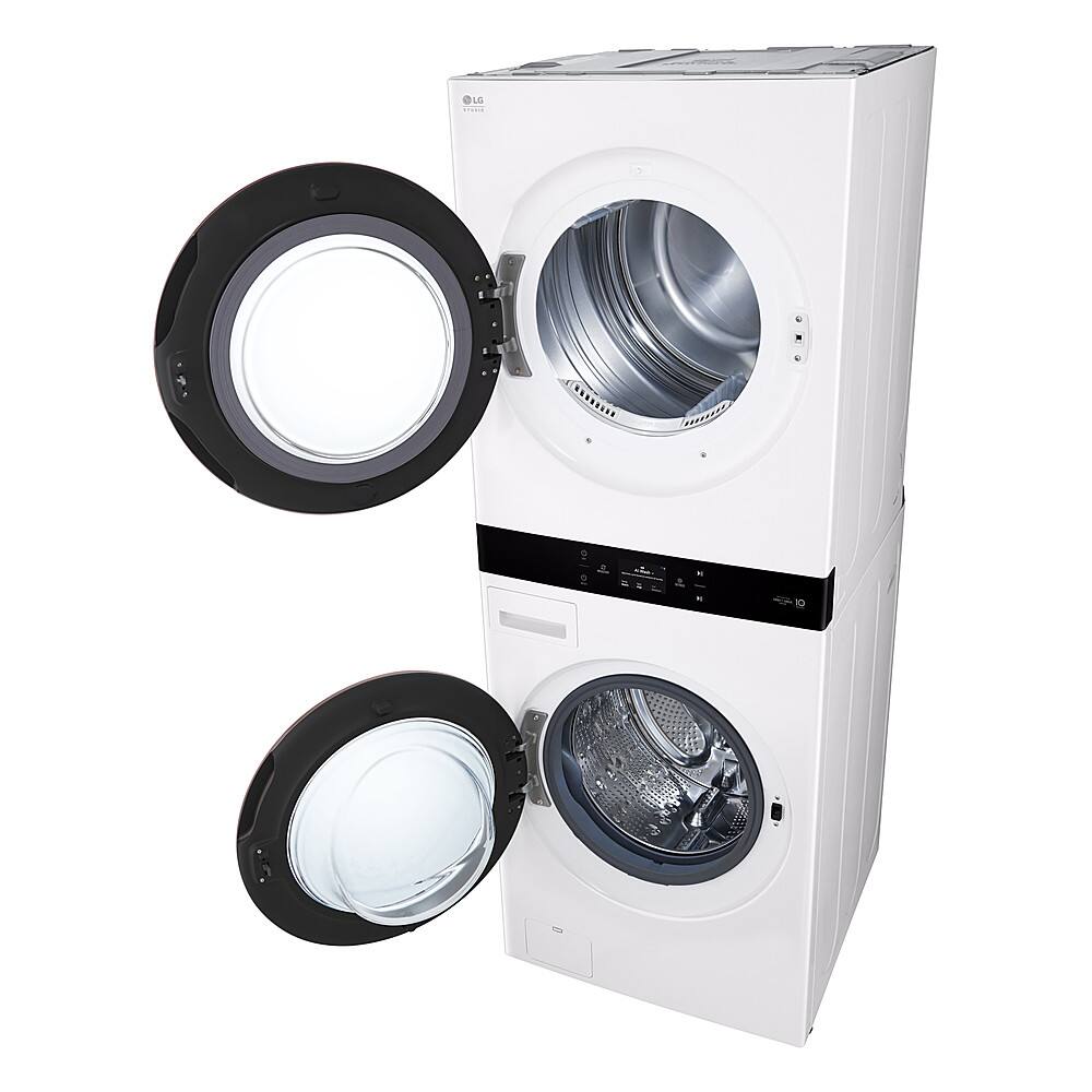 Alt View 15. LG - STUDIO 5.0 Cu. Ft. HE Smart Front Load Washer and 7.4 Cu. Ft. Gas Dryer WashTower with Steam and TurboWash 360 - Essence White.