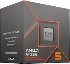 Front. AMD - Ryzen 5 8500G 6-core - 12-thread – 3.5 GHz (5 GHz Max Boost) Socket AM5 Unlocked Desktop Processor - Silver.
