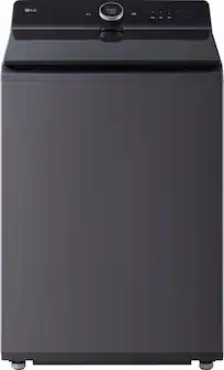 Front. LG - 5.5 Cu. Ft. High Efficiency Smart Top Load Washer with EasyUnload - Matte Black.