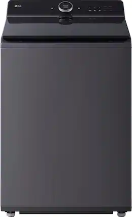Front. LG - 5.5 Cu. Ft. High Efficiency Smart Top Load Washer with EasyUnload - Matte Black.