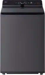 LG - 5.5 Cu. Ft. High Efficiency Smart Top Load Washer with EasyUnload - Matte Black - Front_Zoom