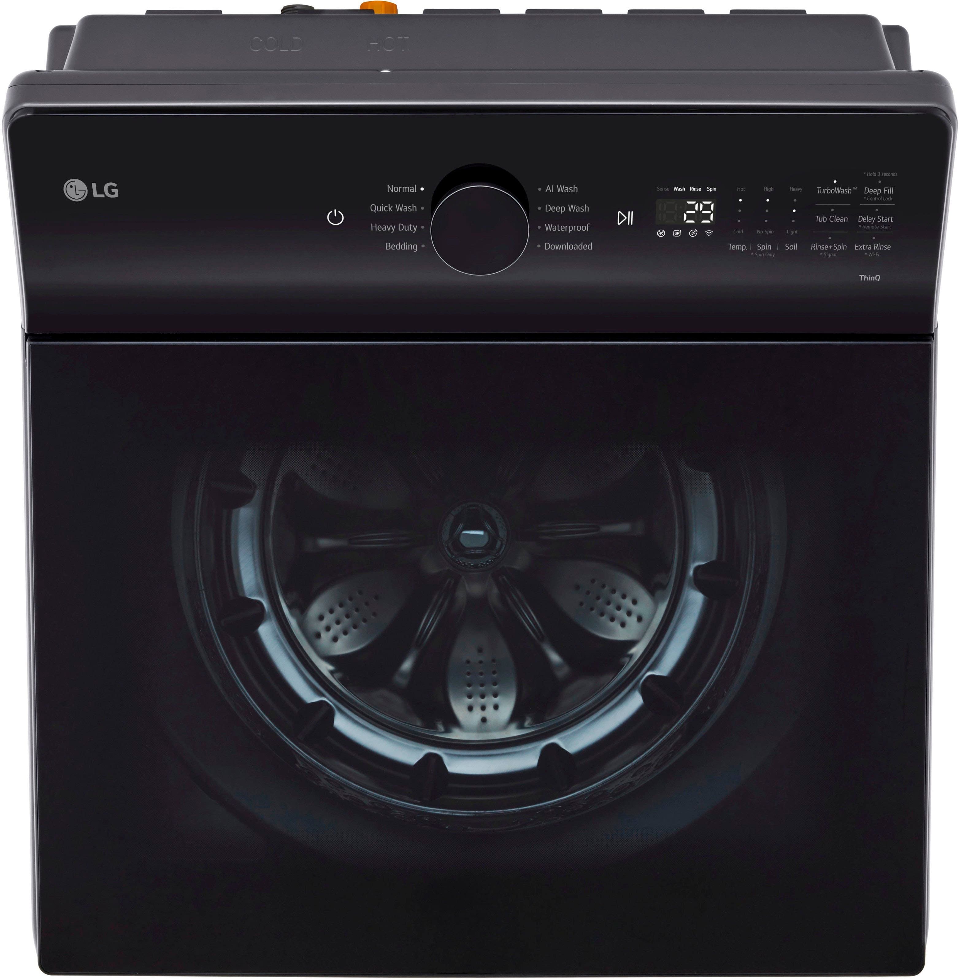Alt View 15. LG - 5.5 Cu. Ft. High Efficiency Smart Top Load Washer with EasyUnload - Matte Black.