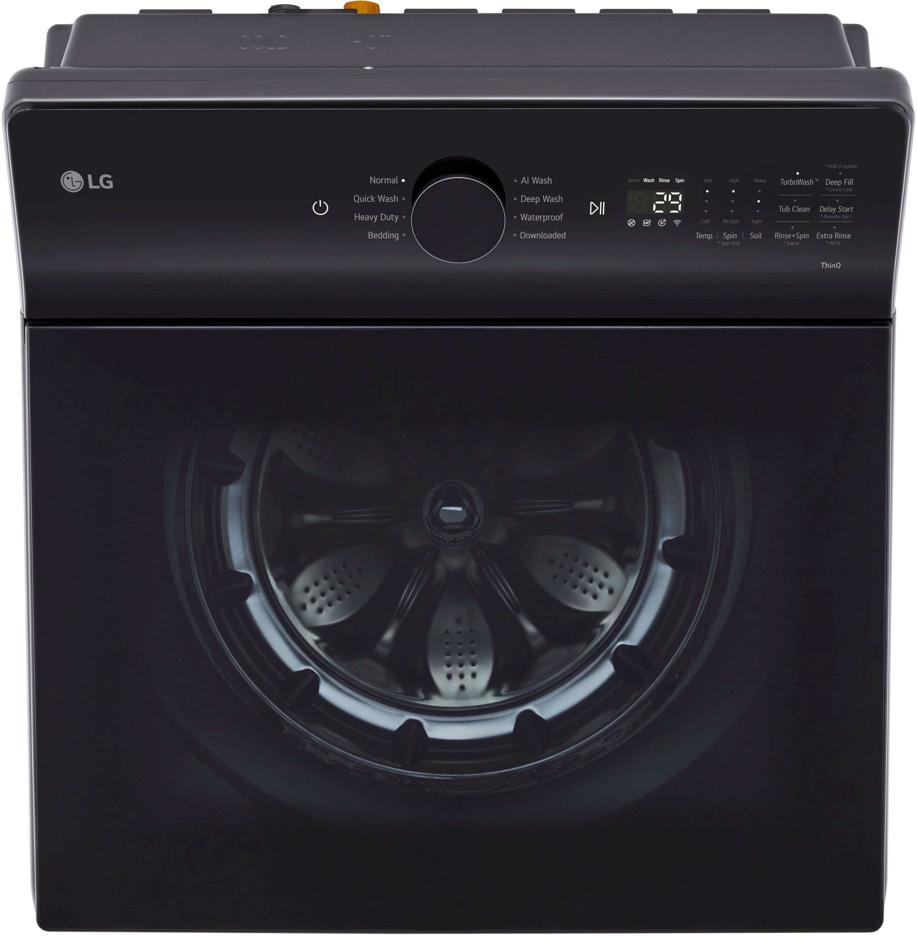 Alt View 30. LG - 5.5 Cu. Ft. High Efficiency Smart Top Load Washer with EasyUnload - Matte Black.