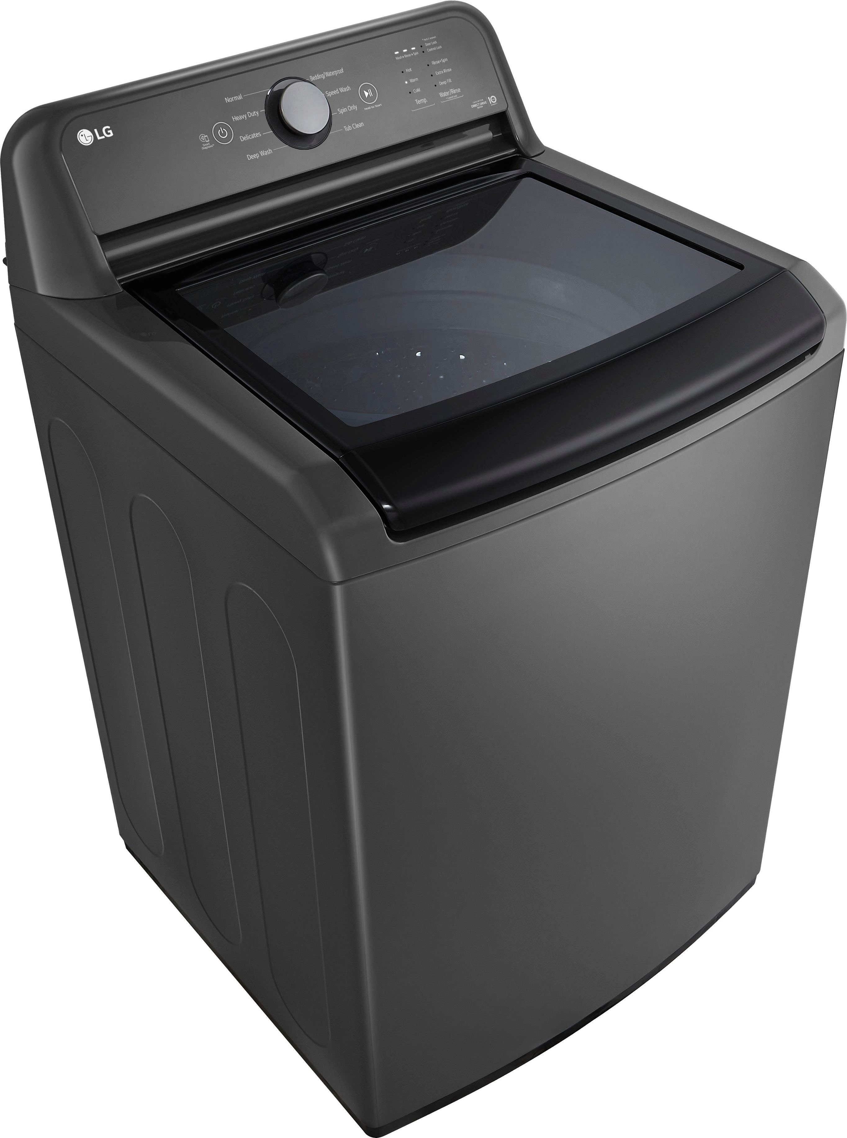 Angle View: LG - 4.1 Cu. Ft. High-Efficiency Top Load Washer with TurboDrum Technology - Monochrome Grey