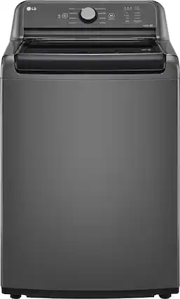 Front. LG - 4.1 Cu. Ft. High-Efficiency Top Load Washer with TurboDrum Technology - Monochrome Grey.