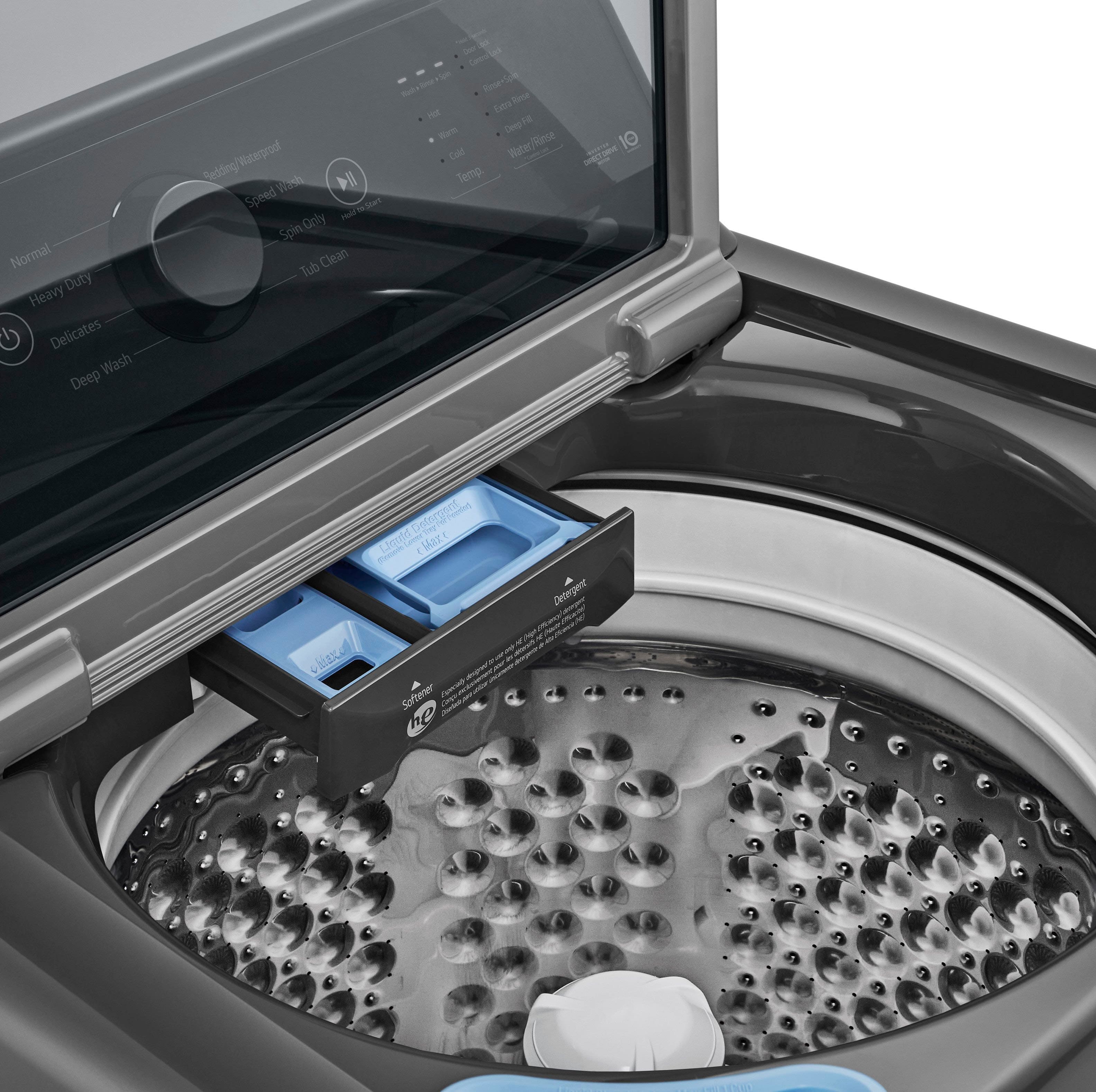 Alt View 14. LG - 4.1 Cu. Ft. High-Efficiency Top Load Washer with TurboDrum Technology - Monochrome Grey.