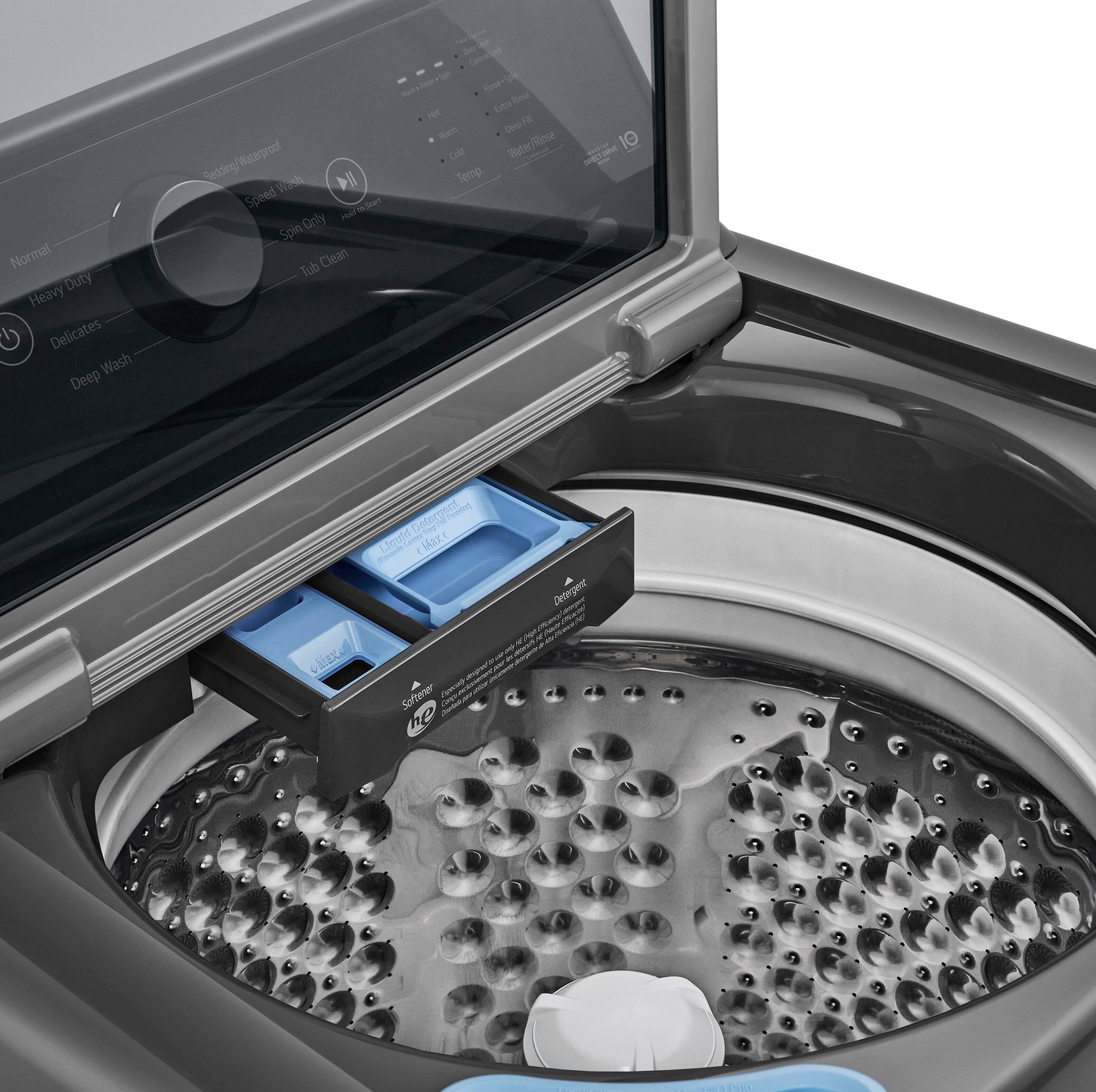 Alt View 14. LG - 4.1 Cu. Ft. High-Efficiency Top Load Washer with TurboDrum Technology - Monochrome Grey.