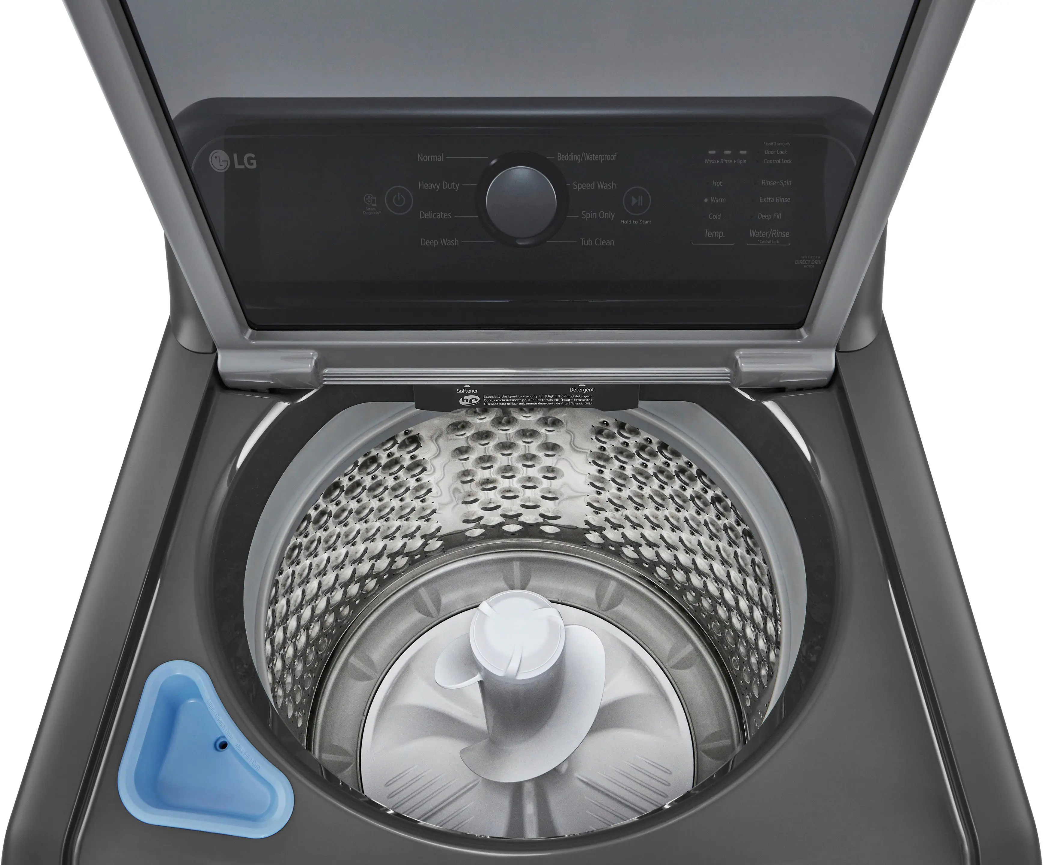 Alt View 16. LG - 4.1 Cu. Ft. High-Efficiency Top Load Washer with TurboDrum Technology - Monochrome Grey.