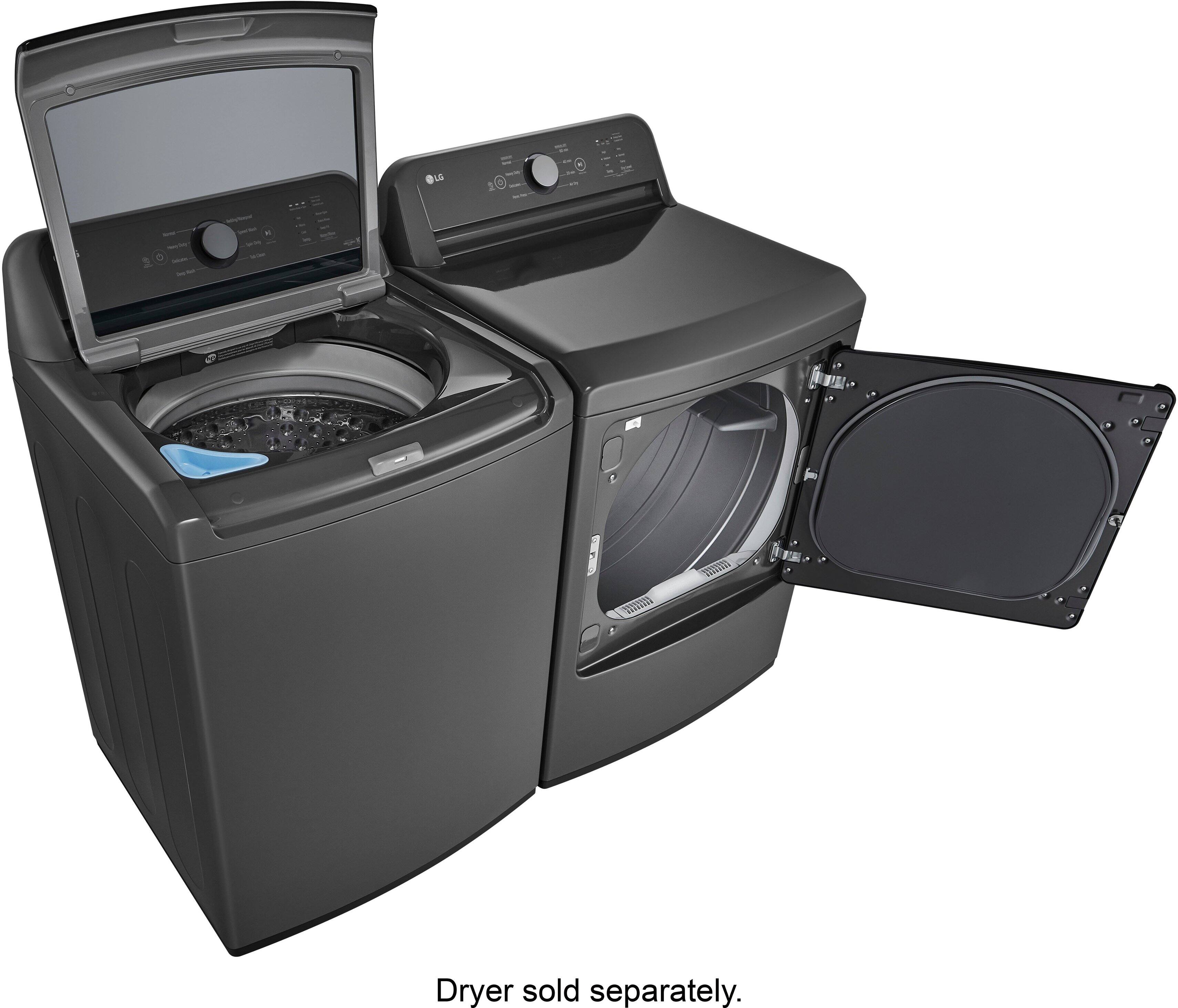 Alt View 21. LG - 4.1 Cu. Ft. High-Efficiency Top Load Washer with TurboDrum Technology - Monochrome Grey.