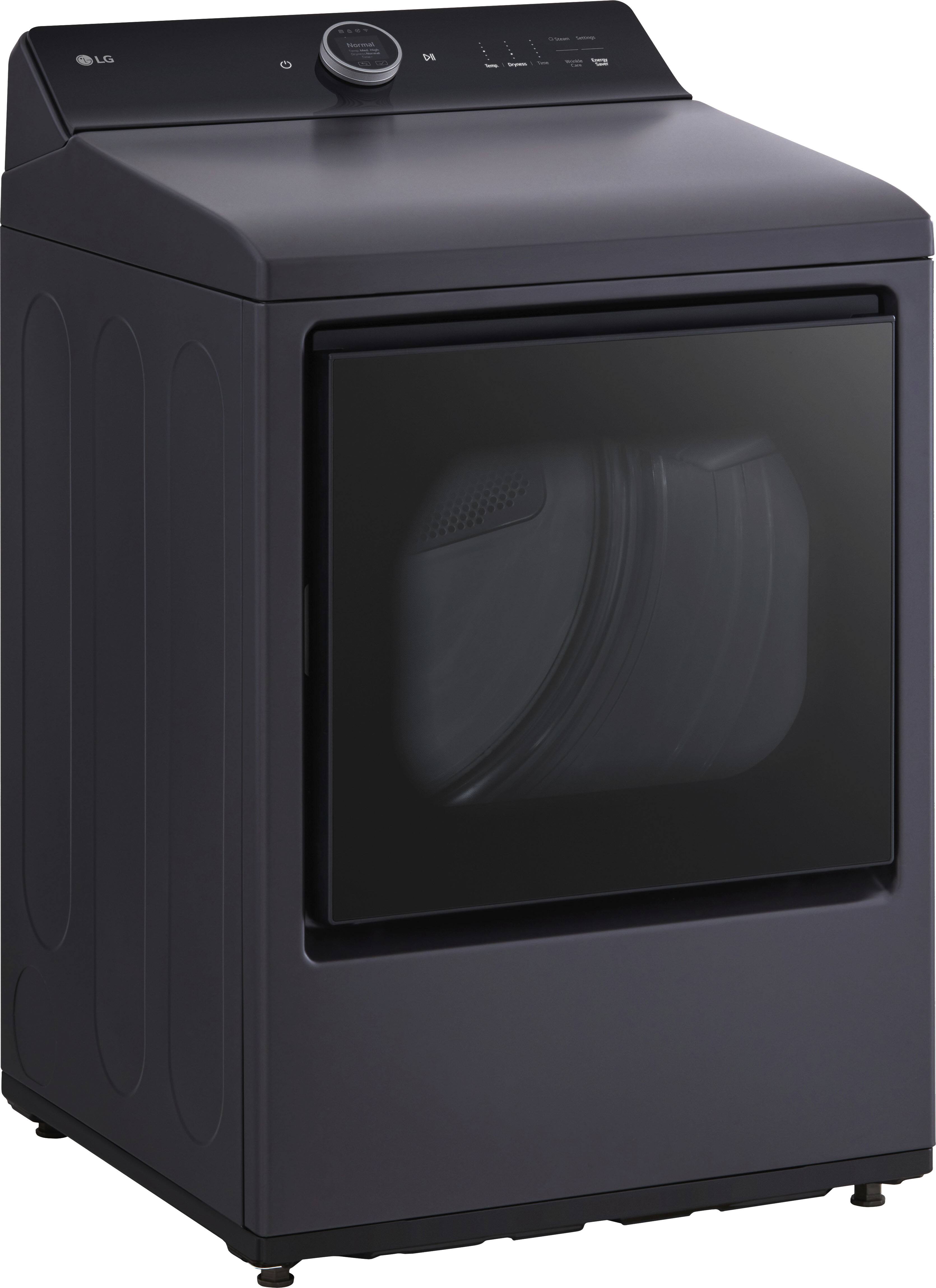 Angle. LG - 7.3 Cu. Ft. Smart Electric Dryer with Steam and EasyLoad Door - Matte Black.