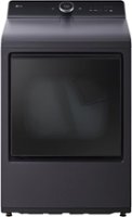 LG - 7.3 Cu. Ft. Smart Electric Dryer with Steam and EasyLoad Door - Matte Black - Front_Zoom