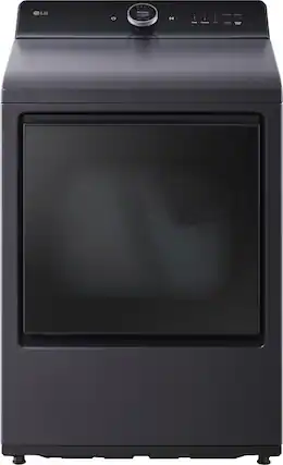 Front. LG - 7.3 Cu. Ft. Smart Electric Dryer with Steam and EasyLoad Door - Matte Black.
