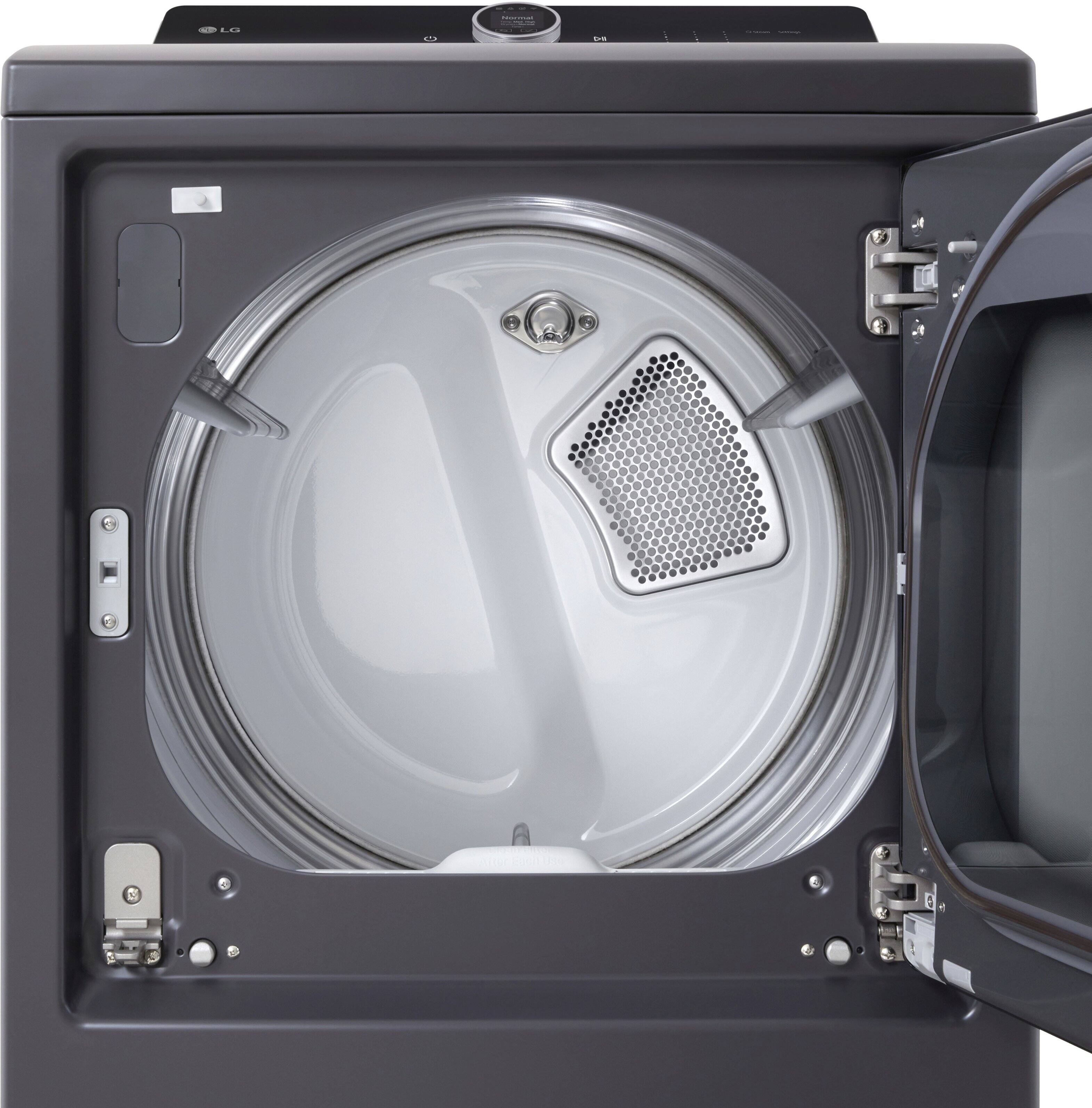 Alt View 18. LG - 7.3 Cu. Ft. Smart Electric Dryer with Steam and EasyLoad Door - Matte Black.