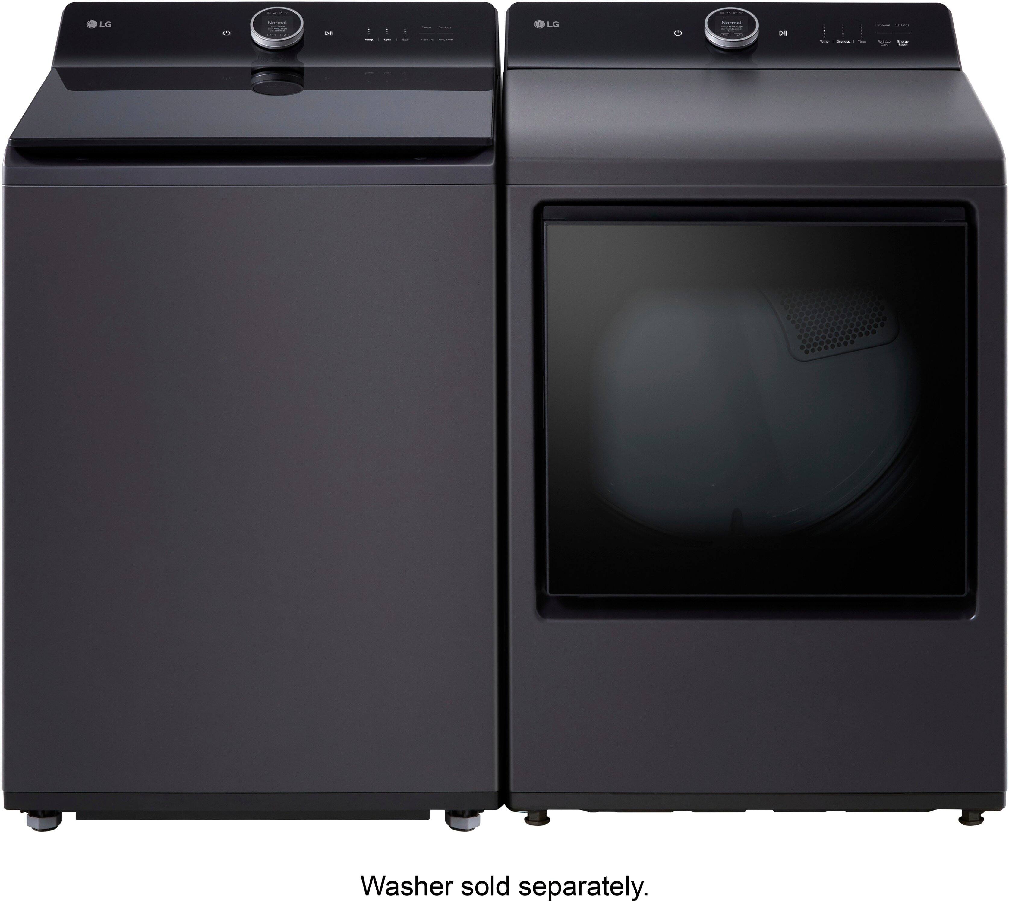 Alt View 23. LG - 7.3 Cu. Ft. Smart Electric Dryer with Steam and EasyLoad Door - Matte Black.