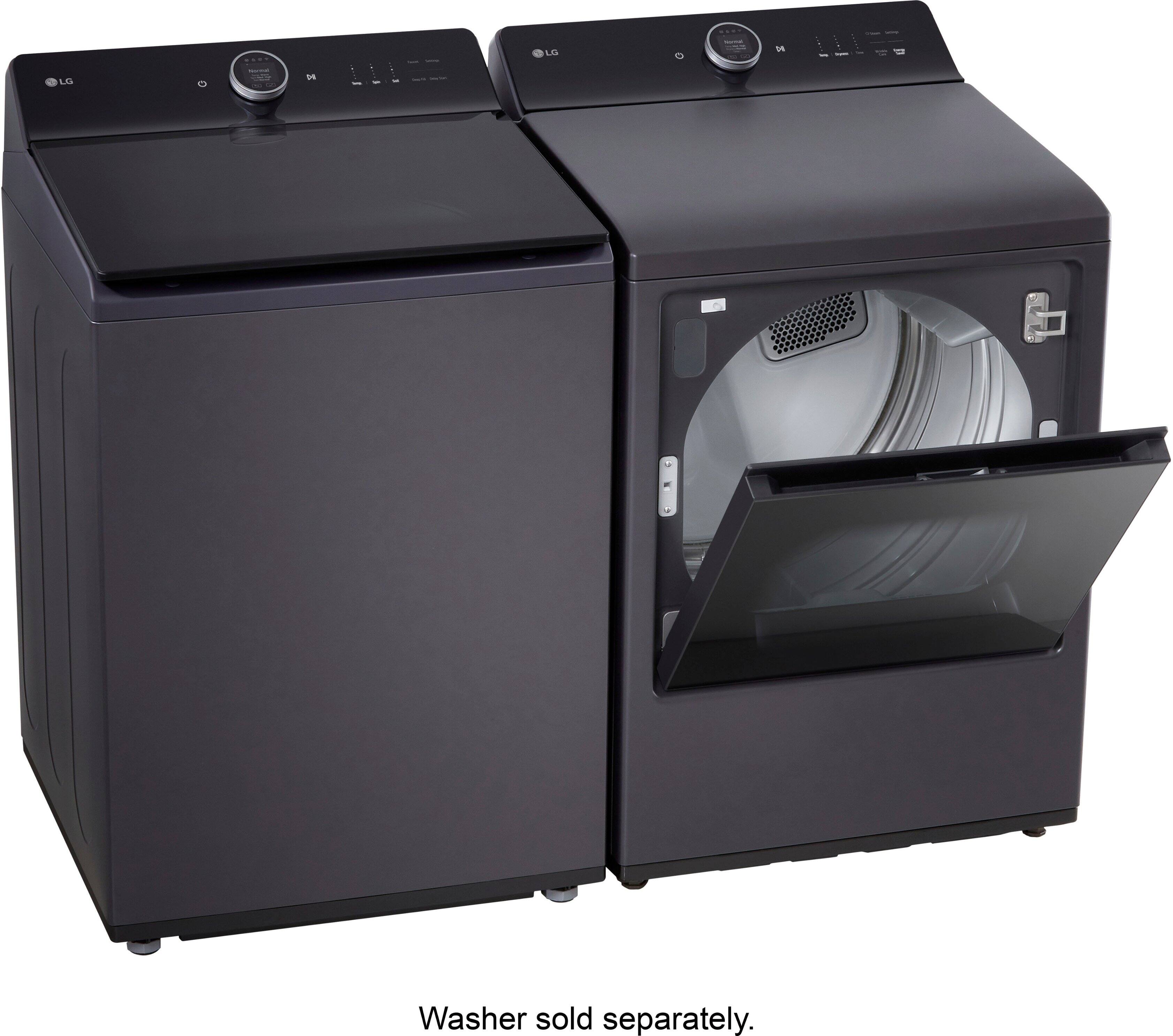 Alt View 25. LG - 7.3 Cu. Ft. Smart Electric Dryer with Steam and EasyLoad Door - Matte Black.