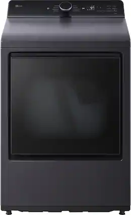 Front. LG - 7.3 Cu. Ft. Smart Gas Dryer with EasyLoad Door - Matte Black.