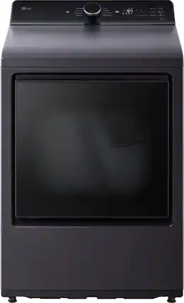 Front. LG - 7.3 Cu. Ft. Smart Electric Dryer with EasyLoad Door - Matte Black.
