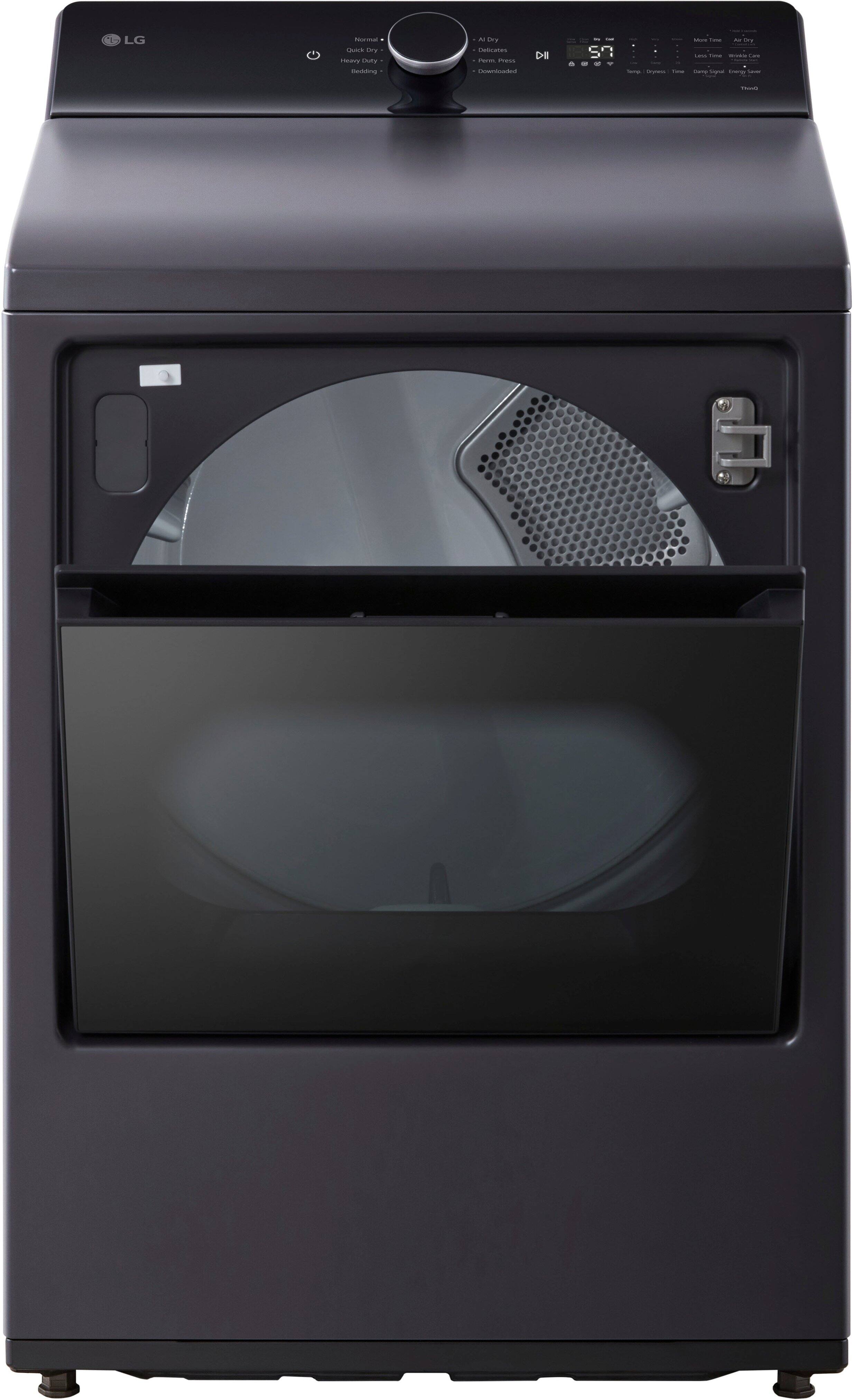 Alt View 2. LG - 7.3 Cu. Ft. Smart Electric Dryer with EasyLoad Door - Matte Black.