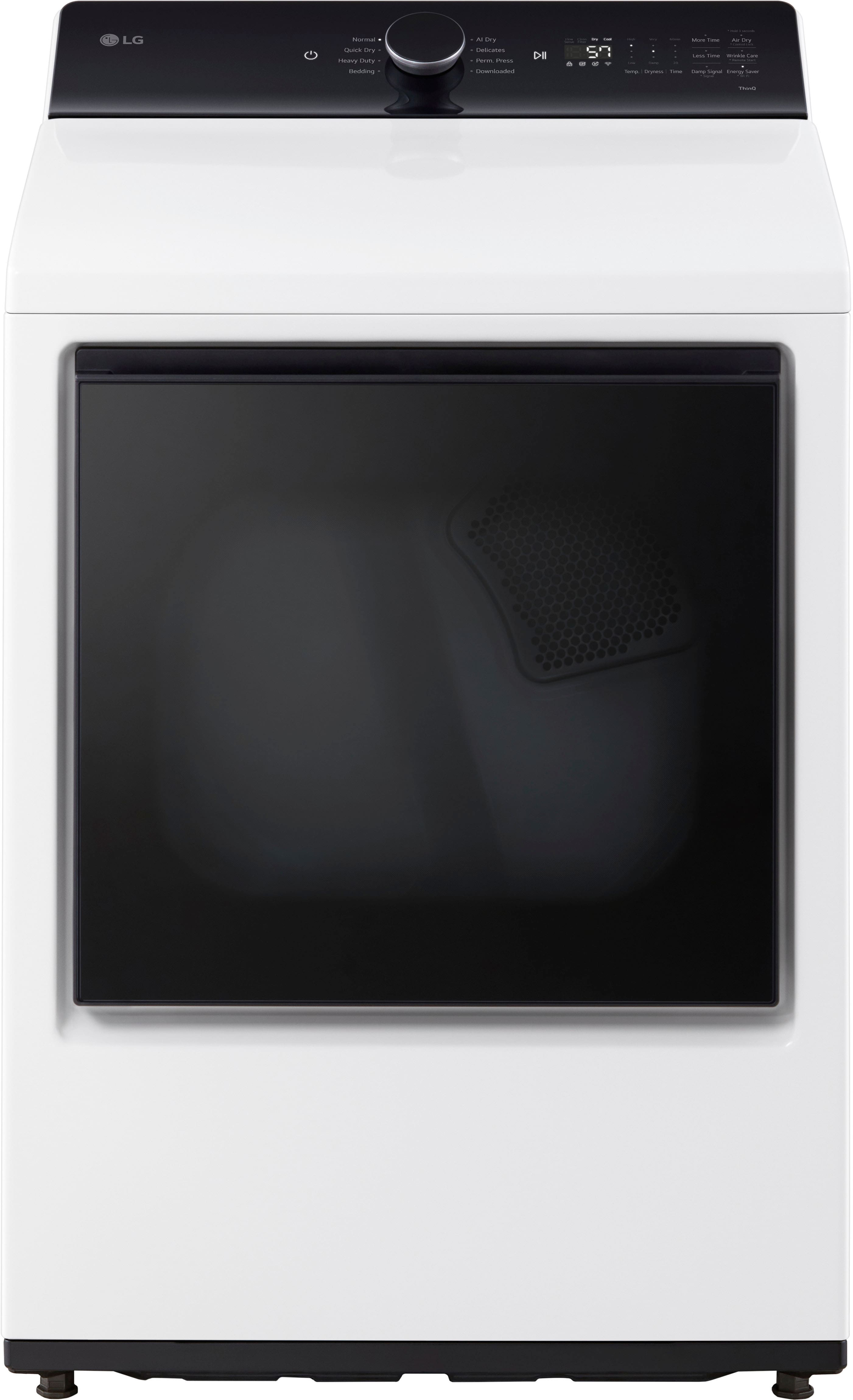 Front. LG - 7.3 Cu. Ft. Smart Electric Dryer with EasyLoad Door - Alpine White.