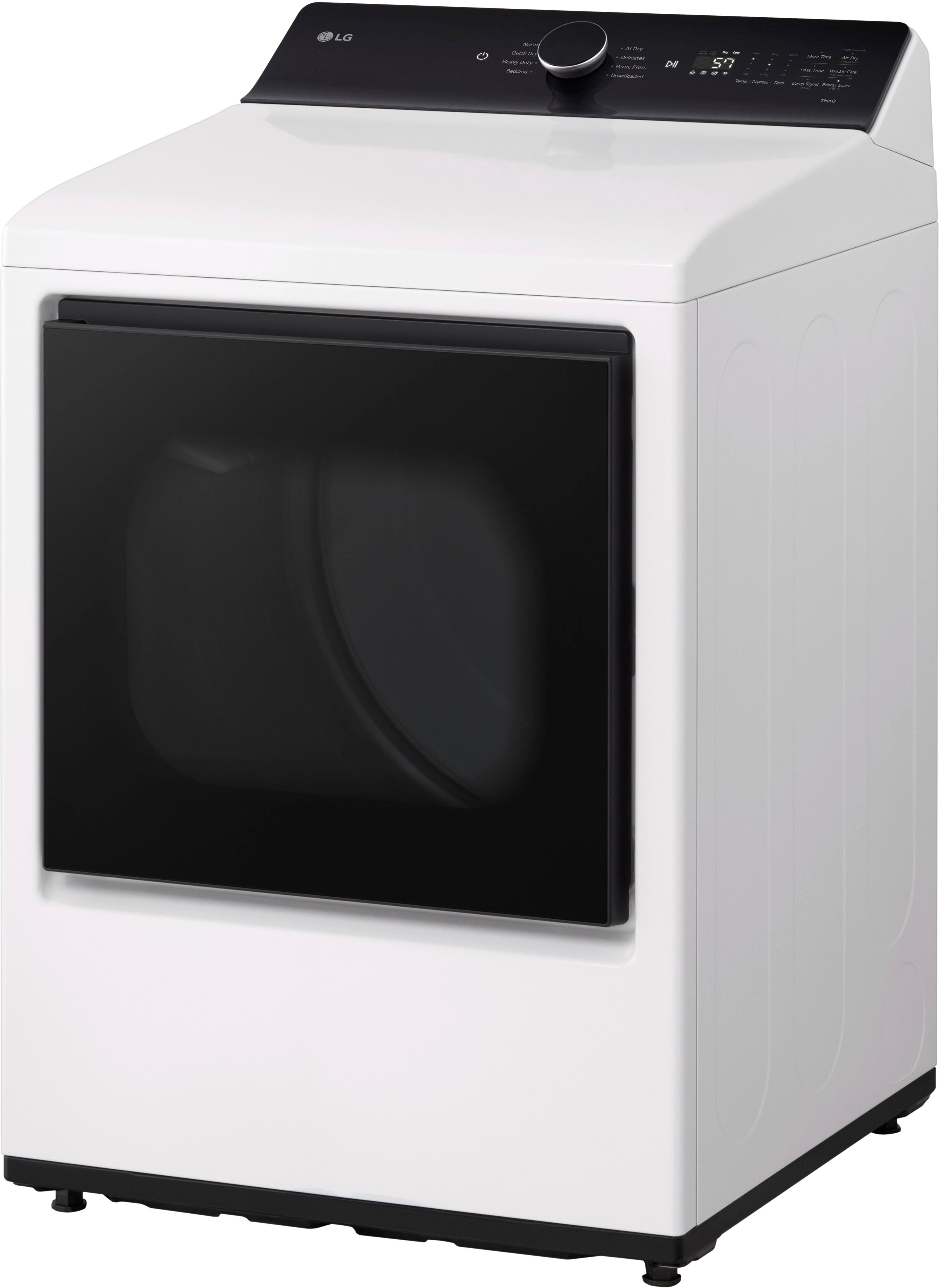 Left. LG - 7.3 Cu. Ft. Smart Electric Dryer with EasyLoad Door - Alpine White.