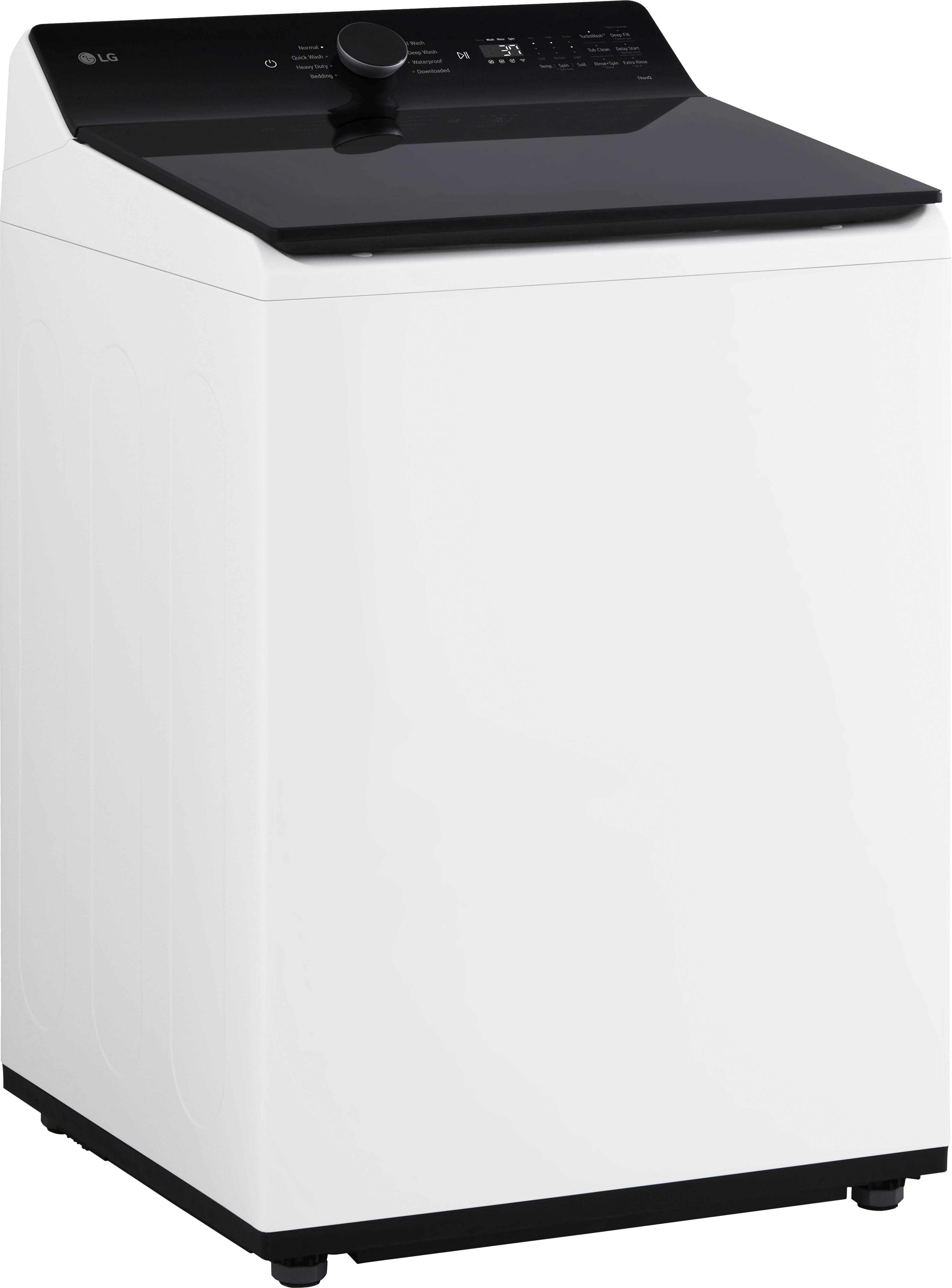 Left. LG - 5.3 Cu. Ft. High Efficiency Smart Top Load Washer with TurboWash3D Technology - Alpine White.