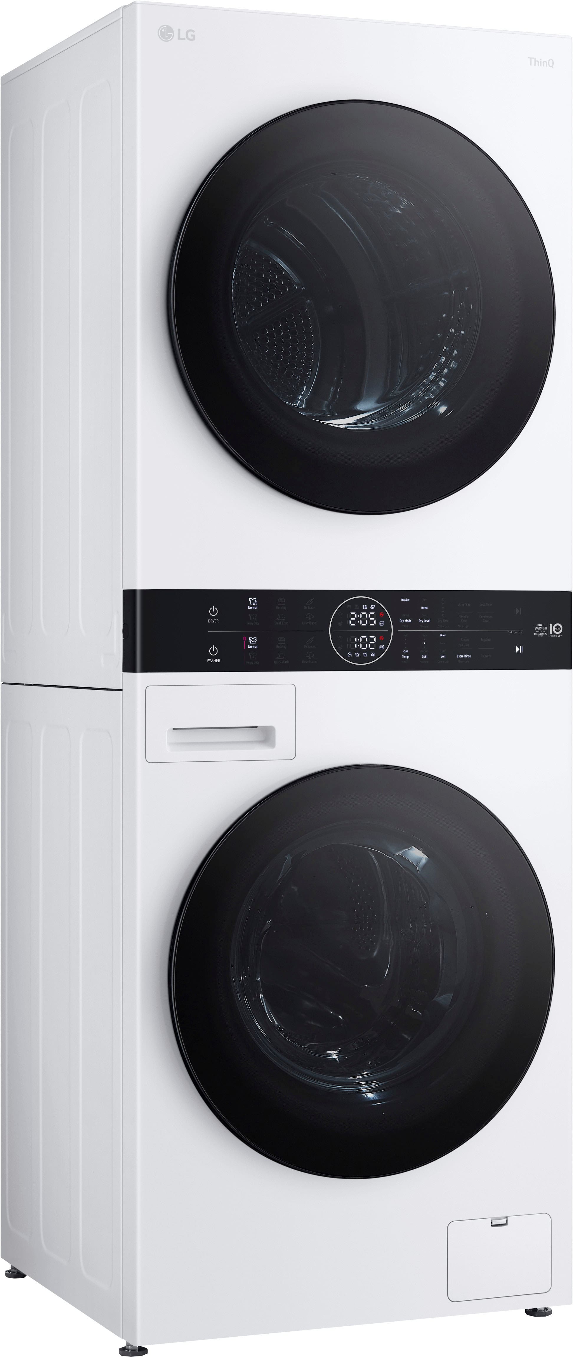 Angle View: LG - 2.4 Cu. Ft. HE Smart Front Load Washer and 4.2 Cu. Ft. Electric Dryer WashTower wSteam and Ventless Heat Pump Technology - White