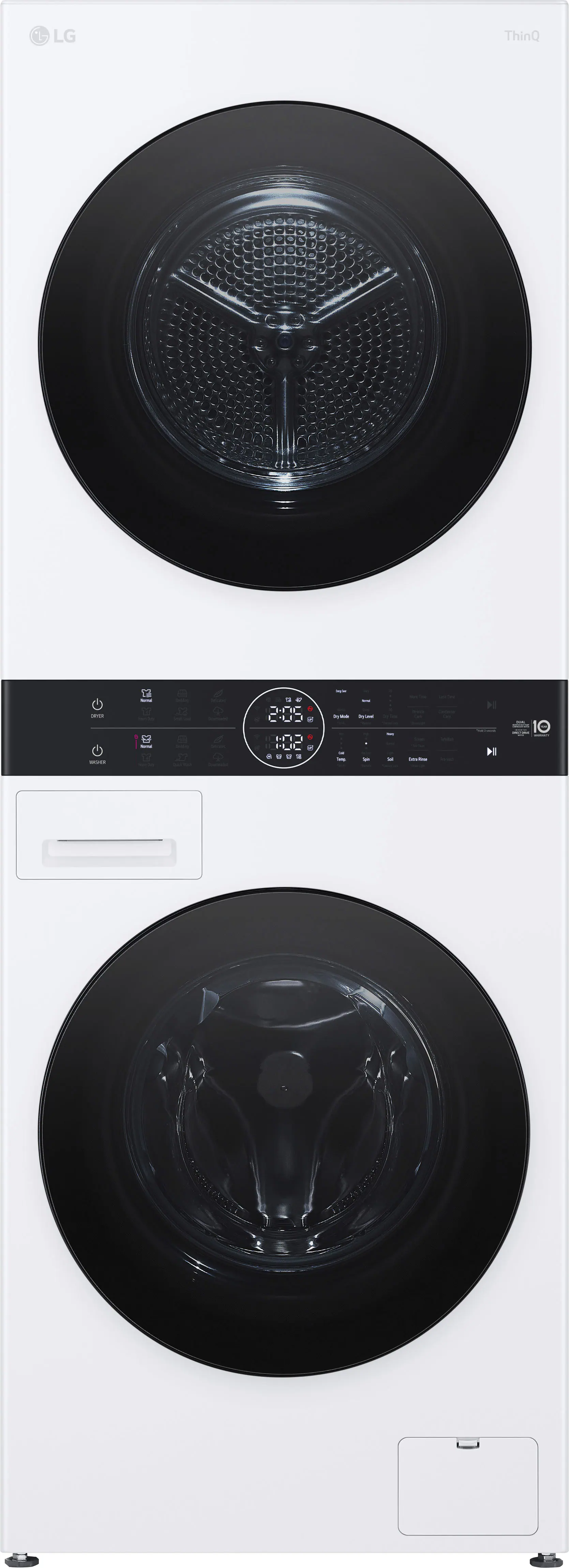 LG - 2.4 Cu. Ft. HE Smart Front Load Washer and 4.2 Cu. Ft. Electric Dryer WashTower wSteam and Ventless Heat Pump Technology - White