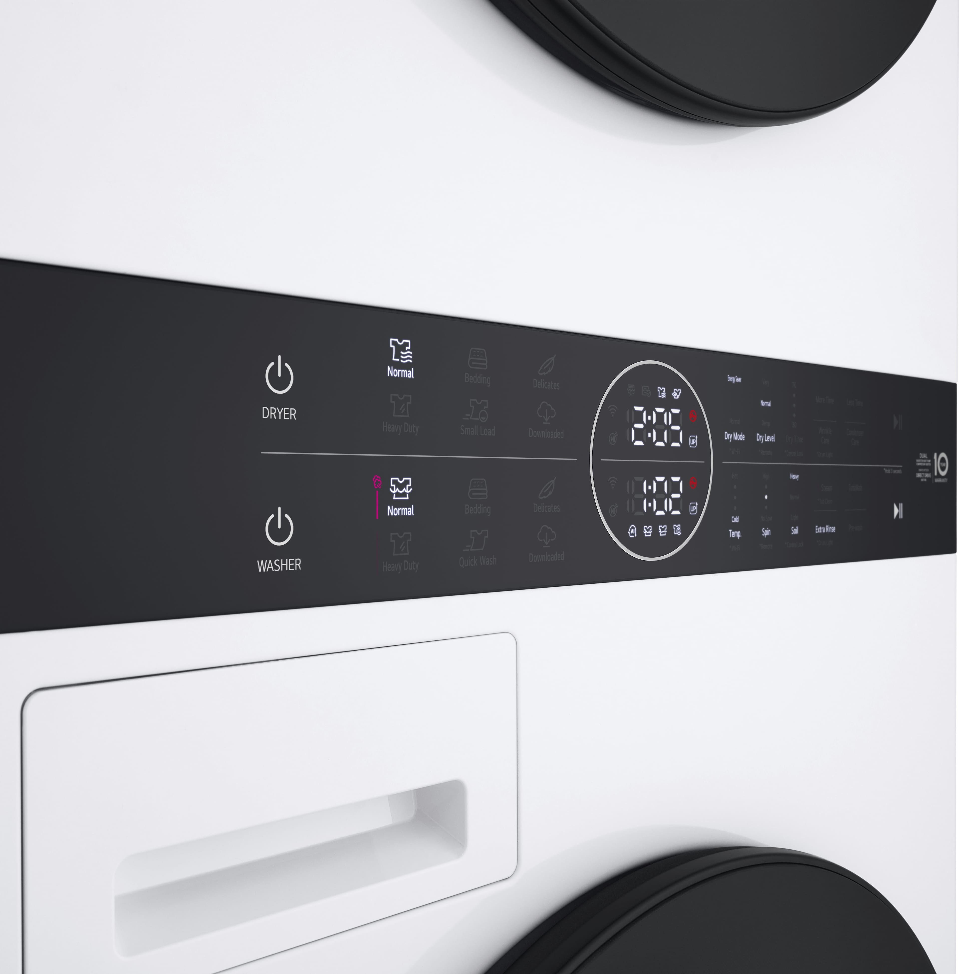 Alt View 19. LG - 2.4 Cu. Ft. HE Smart Front Load Washer and 4.2 Cu. Ft. Electric Dryer WashTower wSteam and Ventless Heat Pump Technology - White.