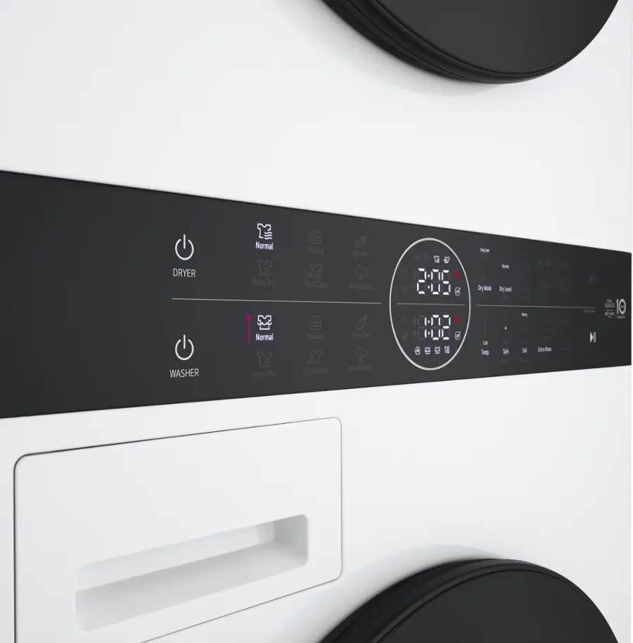 Alt View 19. LG - 2.4 Cu. Ft. HE Smart Front Load Washer and 4.2 Cu. Ft. Electric Dryer WashTower wSteam and Ventless Heat Pump Technology - White.