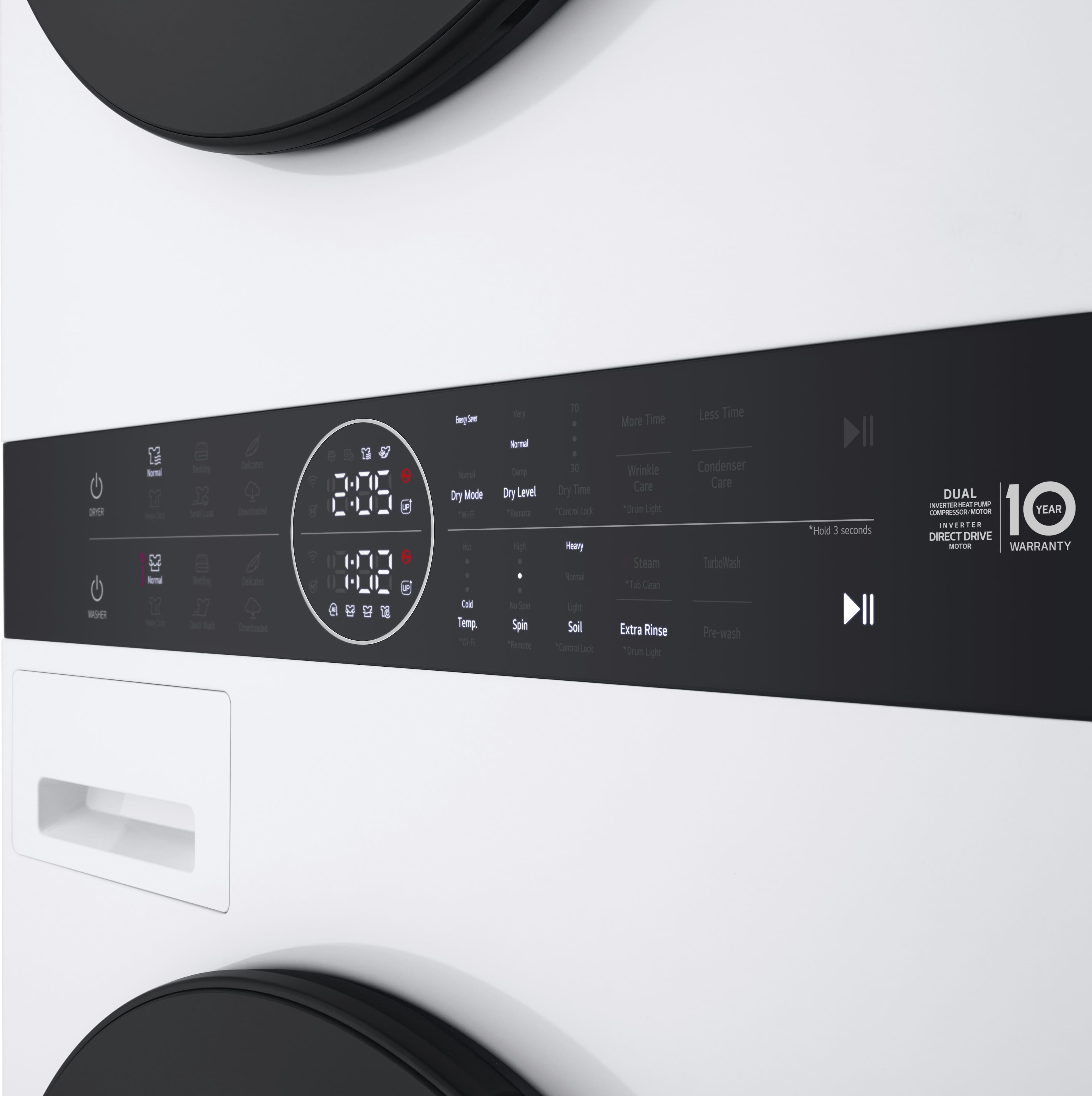 Alt View 20. LG - 2.4 Cu. Ft. HE Smart Front Load Washer and 4.2 Cu. Ft. Electric Dryer WashTower wSteam and Ventless Heat Pump Technology - White.