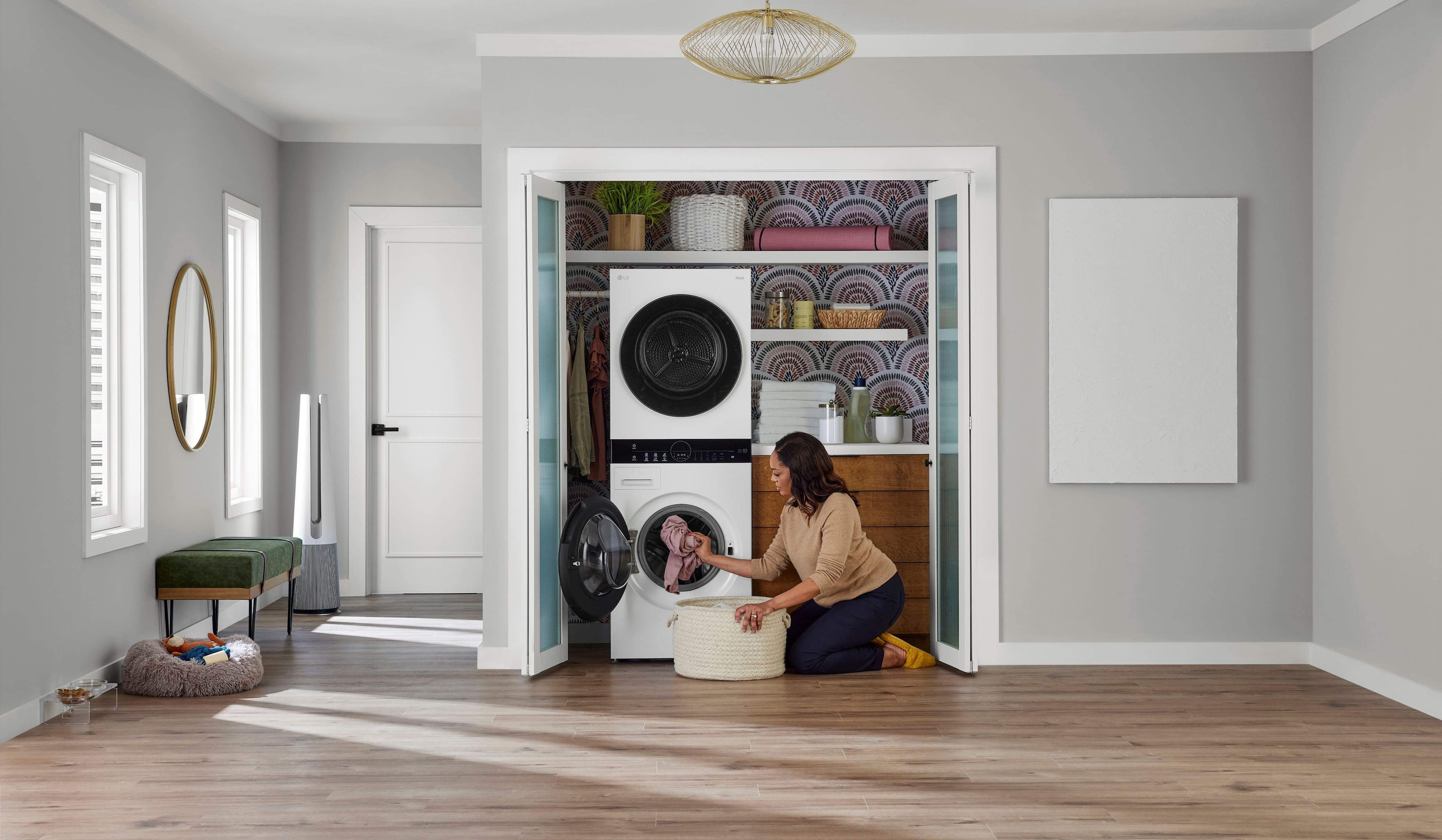 Alt View 26. LG - 2.4 Cu. Ft. HE Smart Front Load Washer and 4.2 Cu. Ft. Electric Dryer WashTower wSteam and Ventless Heat Pump Technology - White.