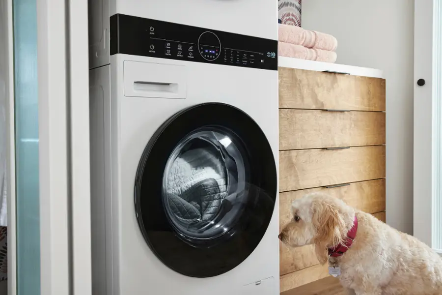 Alt View 27. LG - 2.4 Cu. Ft. HE Smart Front Load Washer and 4.2 Cu. Ft. Electric Dryer WashTower wSteam and Ventless Heat Pump Technology - White.