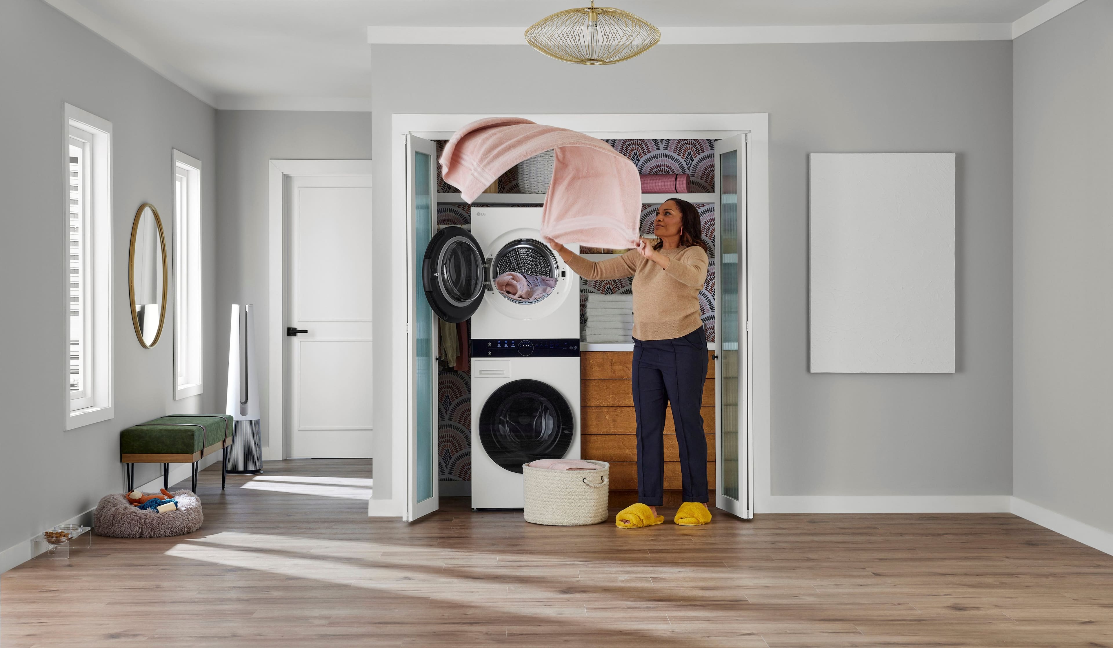 Alt View 29. LG - 2.4 Cu. Ft. HE Smart Front Load Washer and 4.2 Cu. Ft. Electric Dryer WashTower wSteam and Ventless Heat Pump Technology - White.