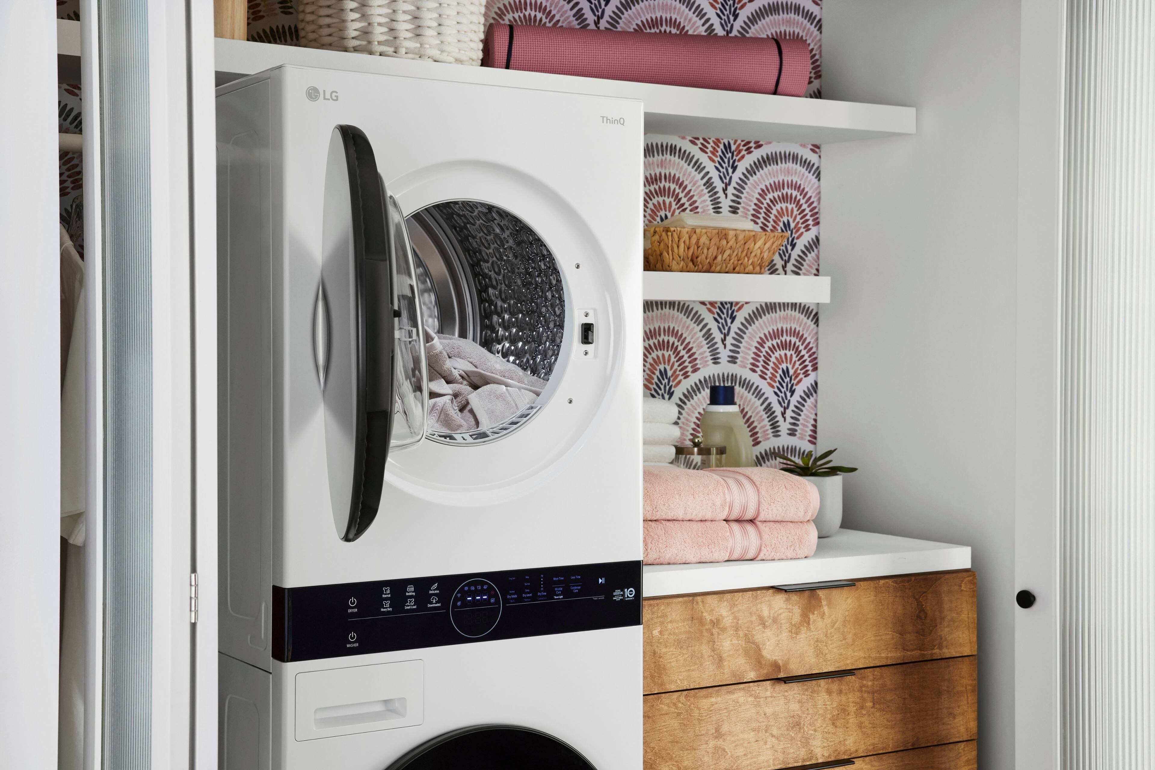 Alt View 30. LG - 2.4 Cu. Ft. HE Smart Front Load Washer and 4.2 Cu. Ft. Electric Dryer WashTower wSteam and Ventless Heat Pump Technology - White.