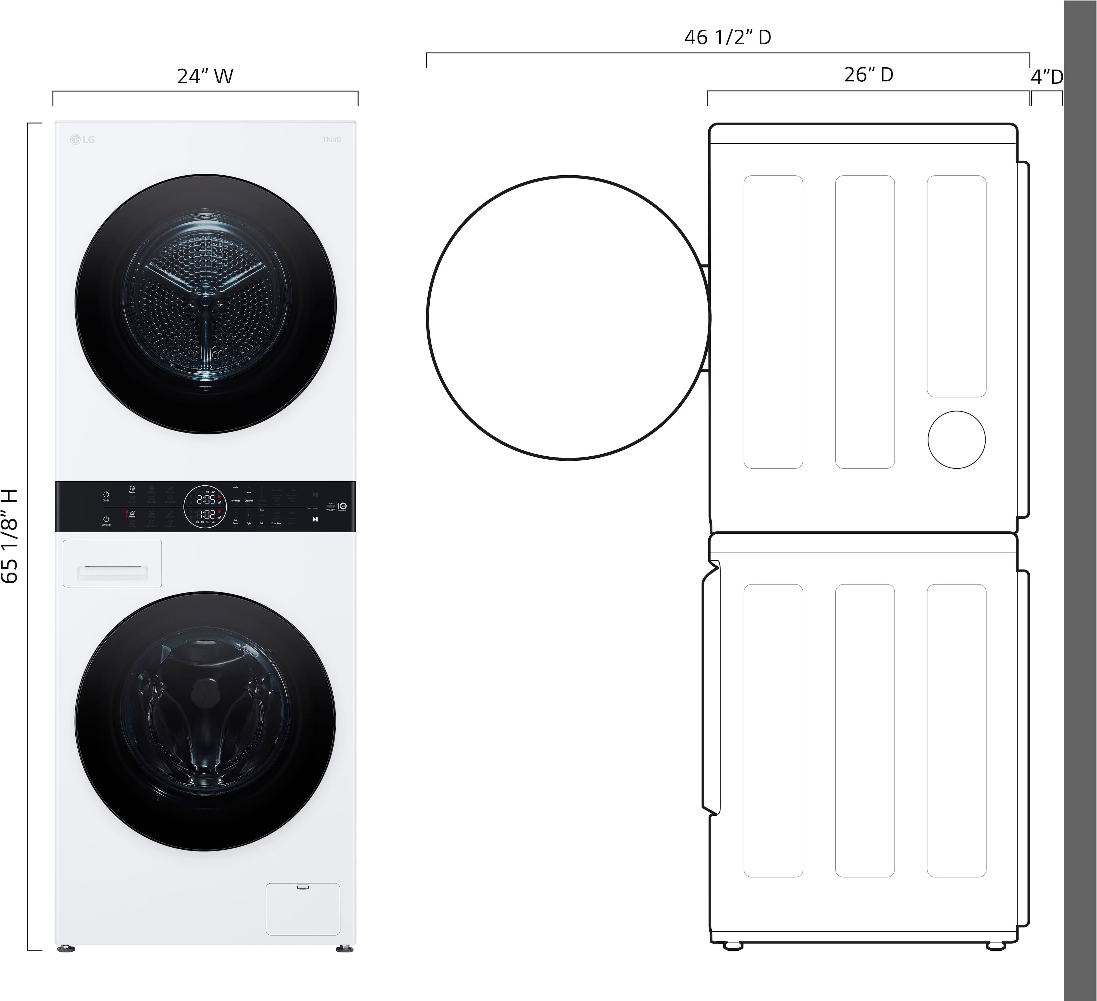 Left View: LG - 2.4 Cu. Ft. HE Smart Front Load Washer and 4.2 Cu. Ft. Electric Dryer WashTower wSteam and Ventless Heat Pump Technology - White