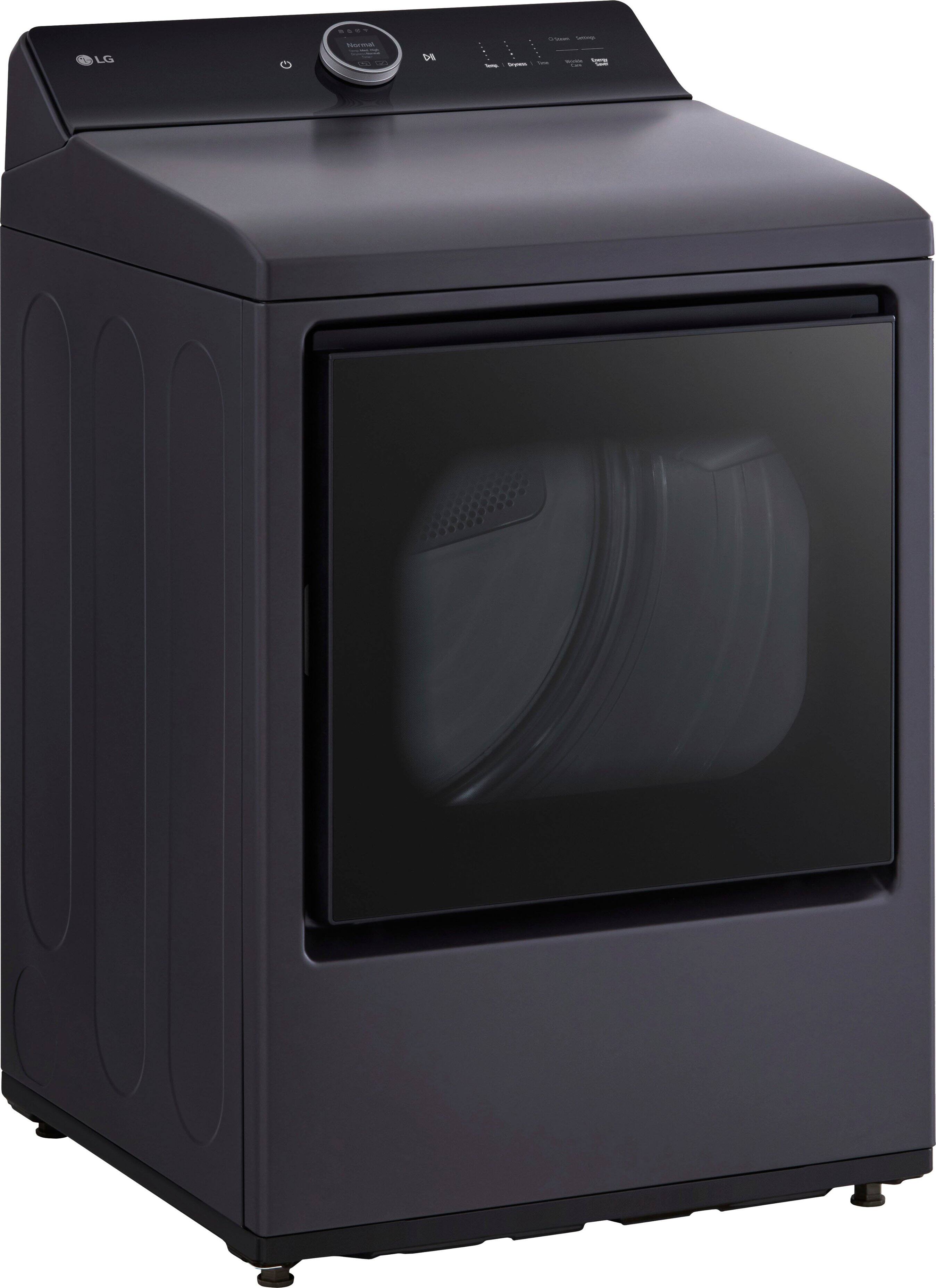 Angle. LG - 7.3 Cu. Ft. Smart Gas Dryer with Steam and EasyLoad Door - Matte Black.