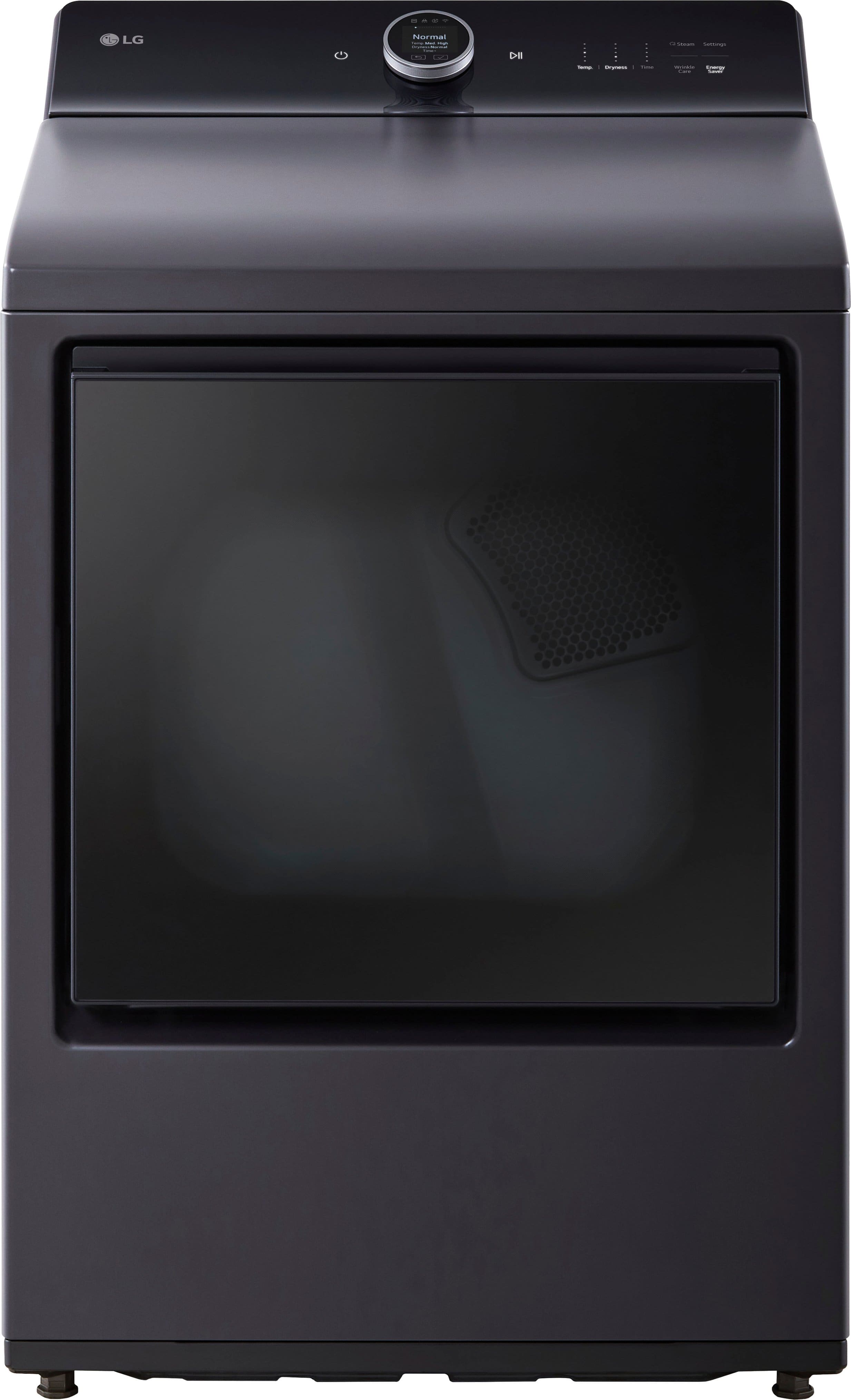 Front. LG - 7.3 Cu. Ft. Smart Gas Dryer with Steam and EasyLoad Door - Matte Black.