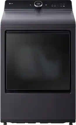 Front. LG - 7.3 Cu. Ft. Smart Gas Dryer with Steam and EasyLoad Door - Matte Black.
