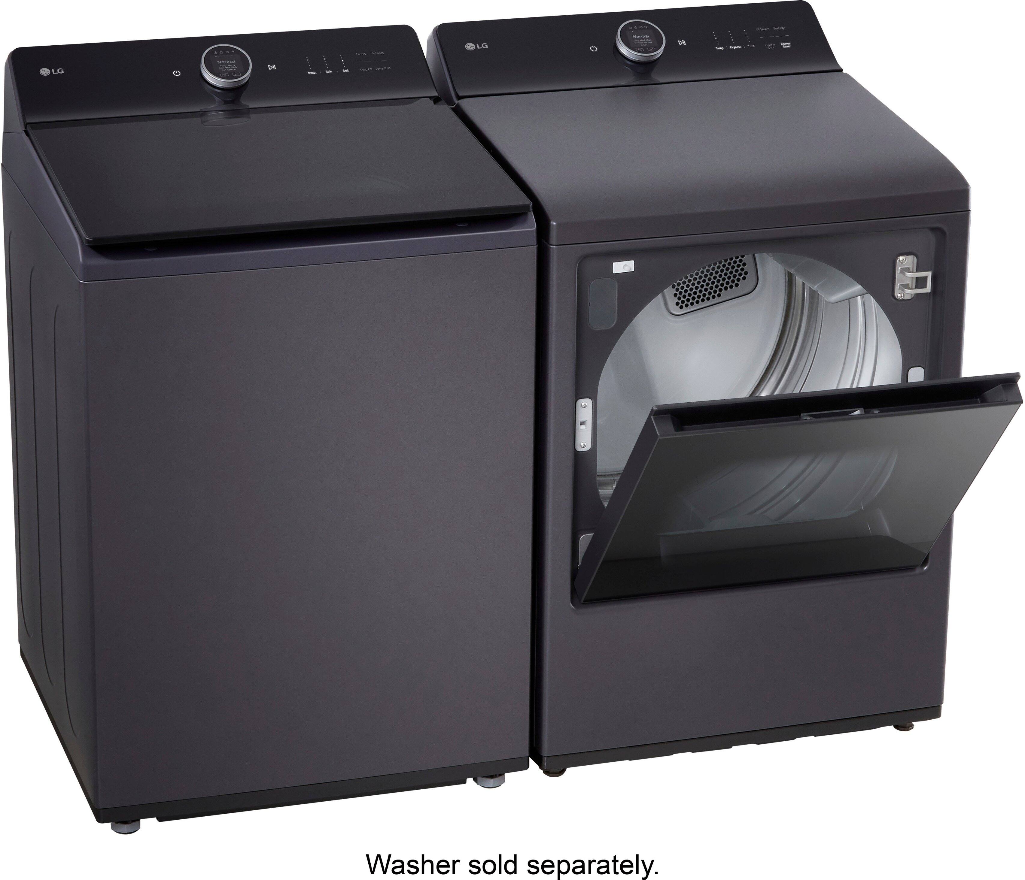 Alt View 21. LG - 7.3 Cu. Ft. Smart Gas Dryer with Steam and EasyLoad Door - Matte Black.