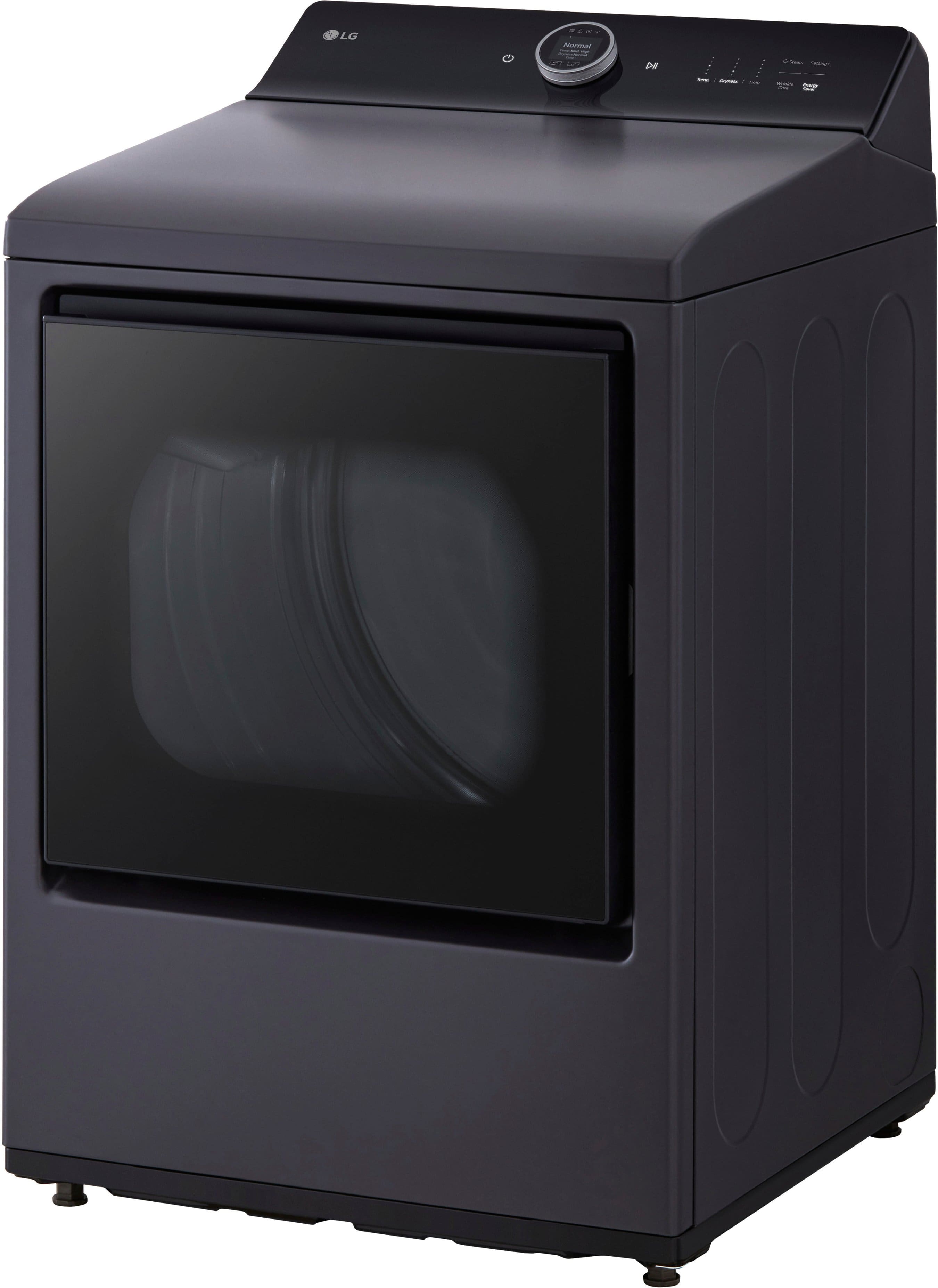 Left. LG - 7.3 Cu. Ft. Smart Gas Dryer with Steam and EasyLoad Door - Matte Black.