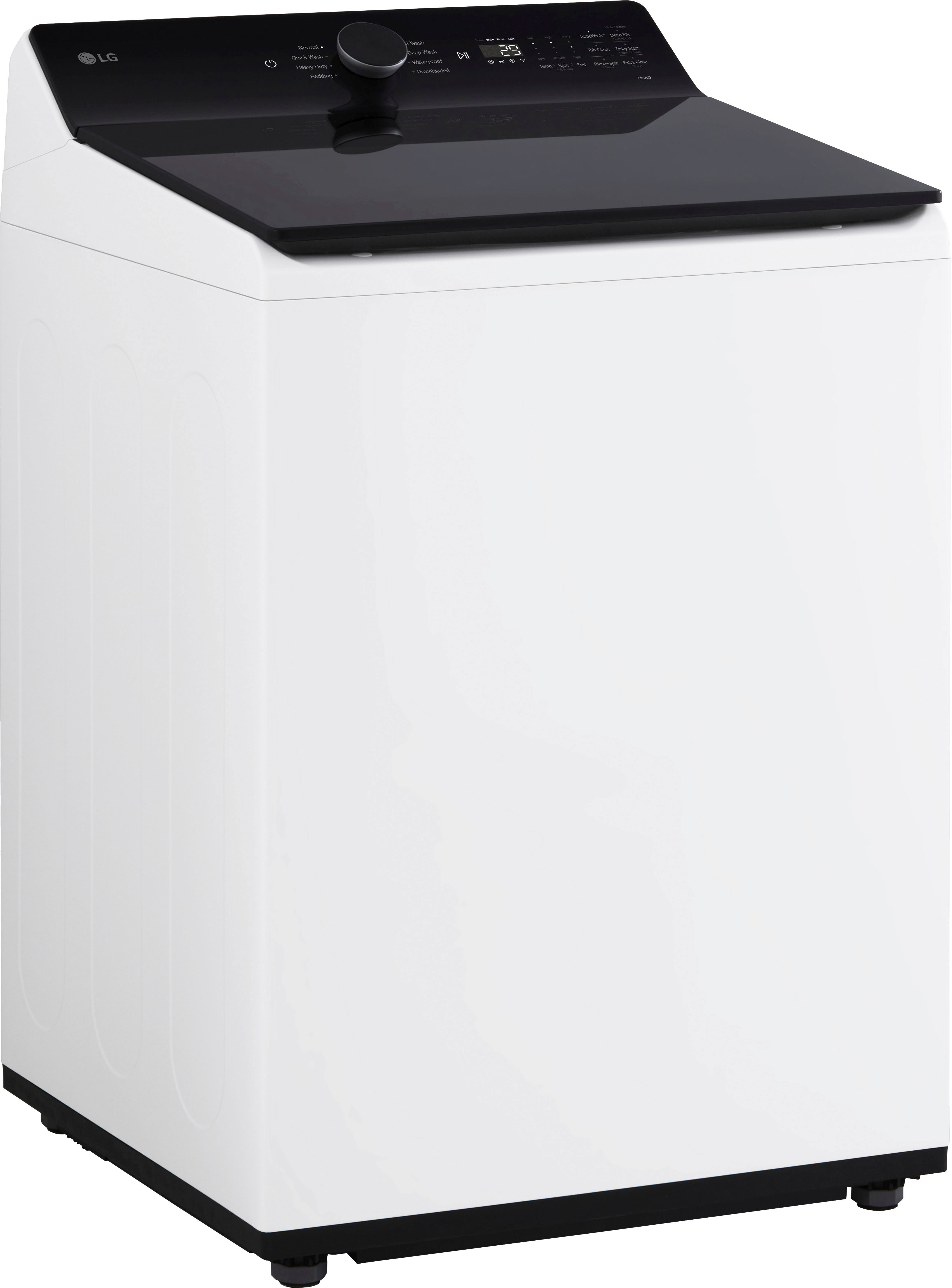 Angle View: LG - 5.5 Cu. Ft. High Efficiency Smart Top Load Washer with EasyUnload - Alpine White