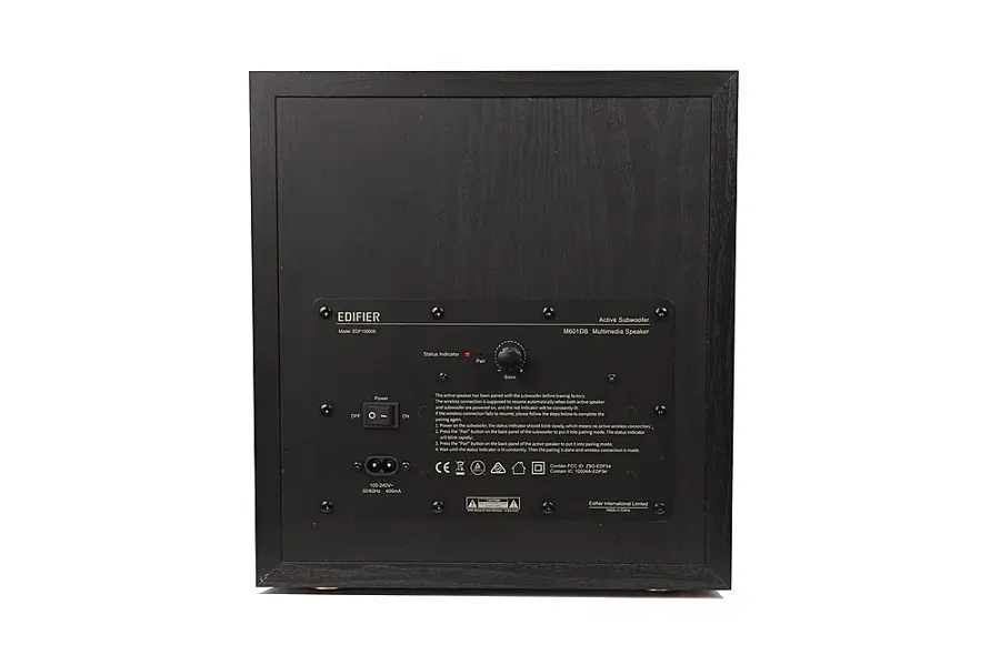 EDIFIER -d EX1S008 Active Subwoofer SS01DS Multimedia Speaker System

The text on the image describes the Edifier EX1S008 Active Subwoofer, which is a multimedia speaker system. The subwoofer features a bass indicator and a phasing indicator, allowing users to adjust the sound according to their preferences. The system is designed to provide high-quality audio output and is suitable for use with various devices, such as computers, gaming consoles, and home theaters.