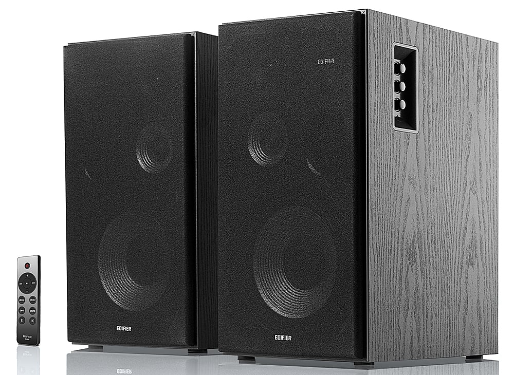Edifier - R2850DB Active Bookshelf Speakers, Computer Speakers - Bluetooth and Optical Input - 2.0 Studio Monitor Speaker - Black - Front_Zoom
