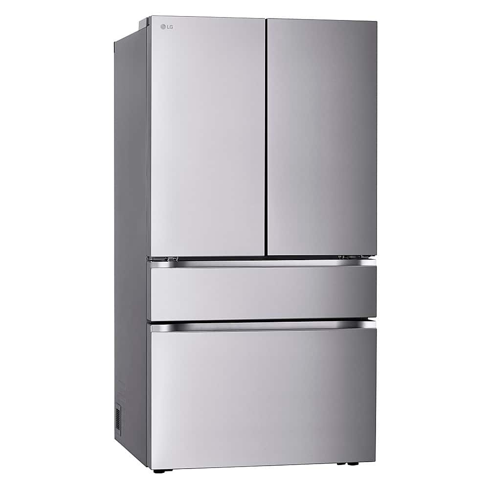 Angle. LG - Counter-Depth MAX 25.5 Cu. Ft. 4-Door French Door Smart Refrigerator with Full-Convert Drawer - PrintProof Stainless Steel.