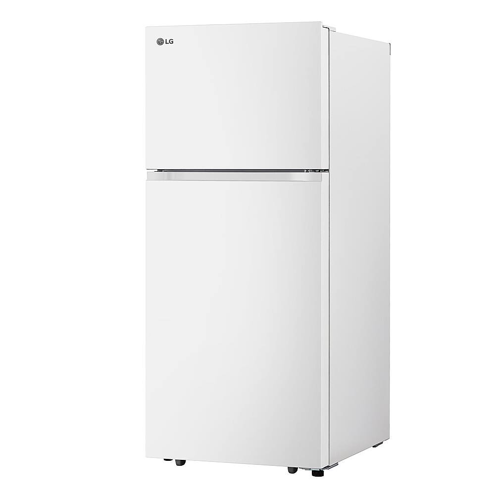 Left. LG - 17.5 Cu. Ft. Garage Ready Top-Freezer Refrigerator with Reversible Doors - White.