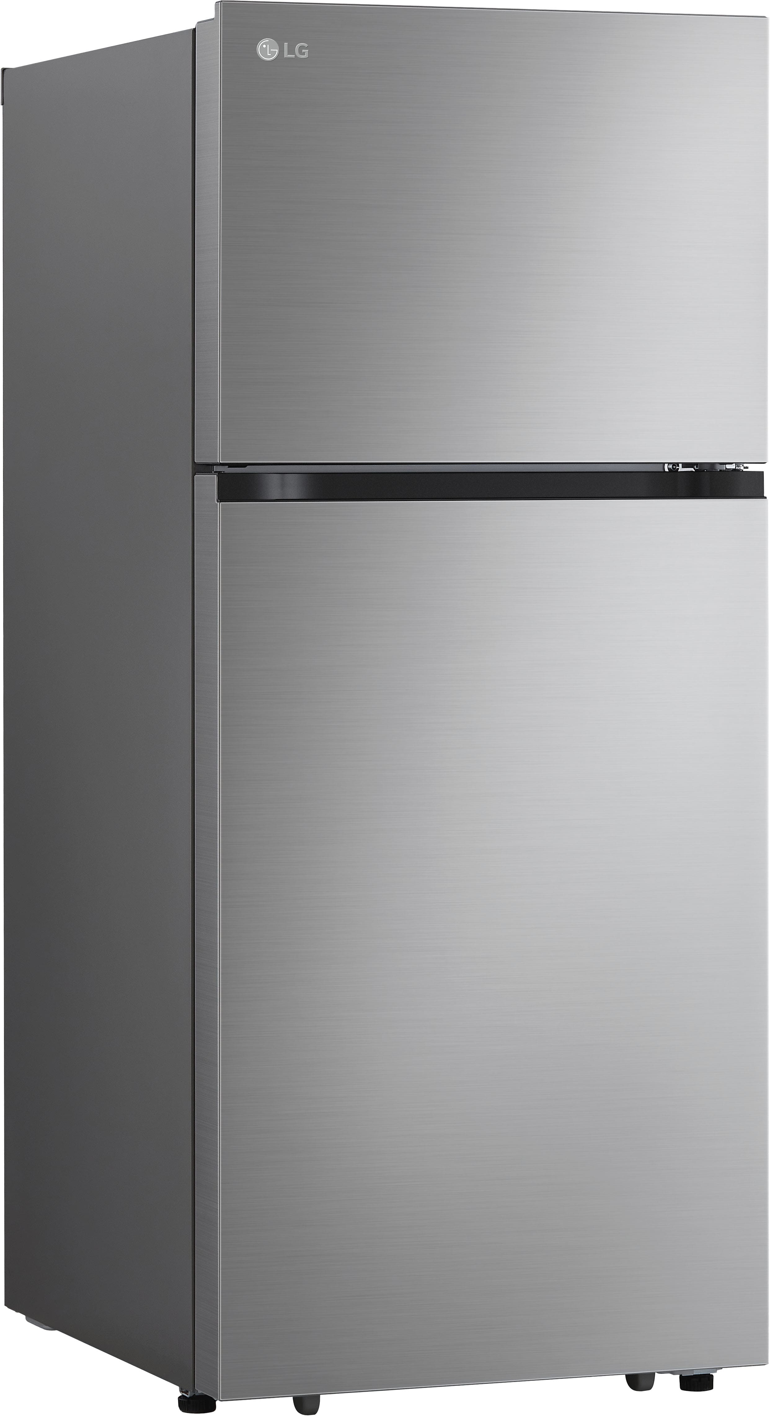 Angle. LG - 17.5 Cu. Ft. Garage Ready Top-Freezer Refrigerator with Reversible Doors - Stainless Steel.