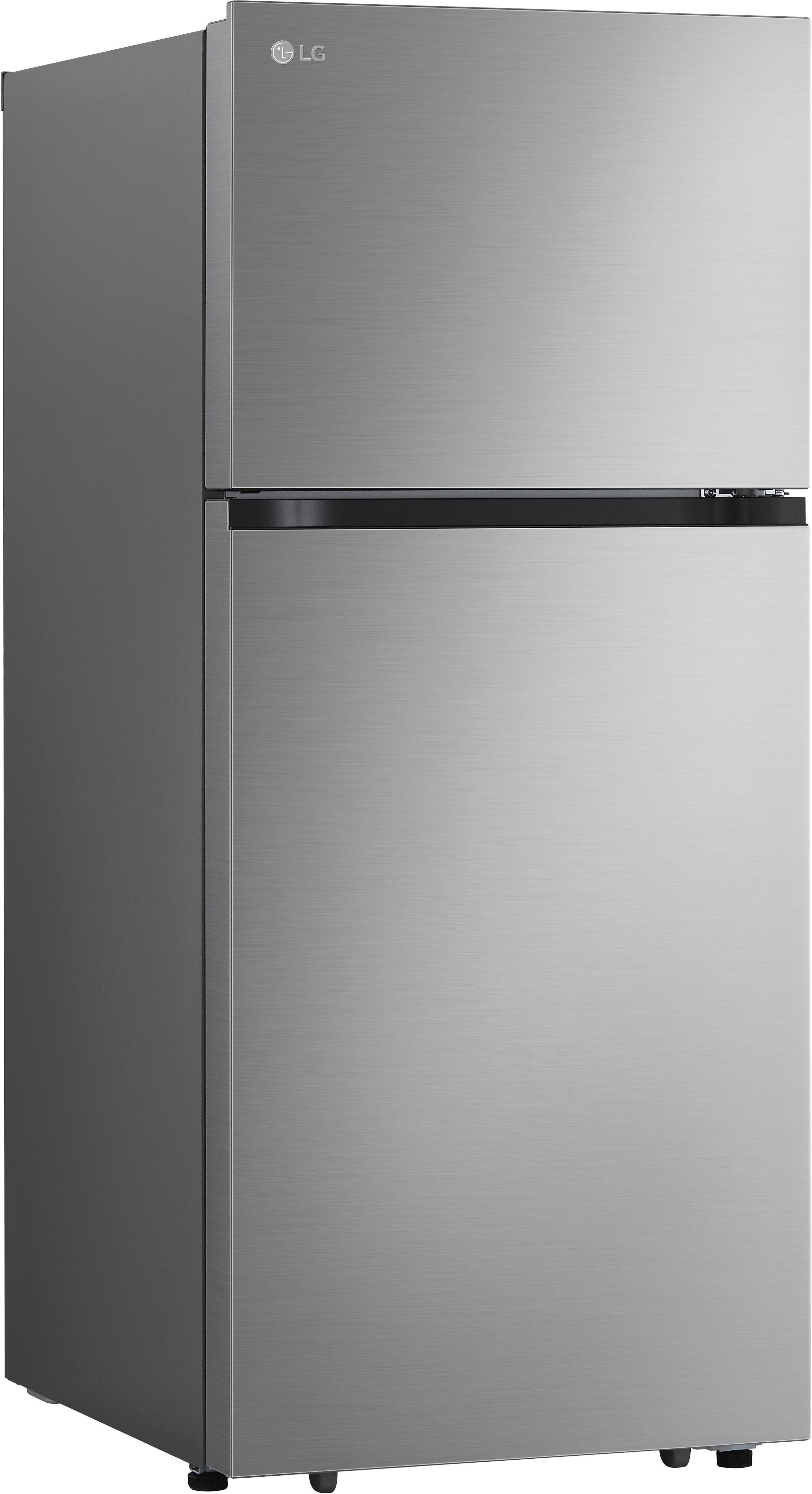 Angle. LG - 17.5 Cu. Ft. Garage Ready Top-Freezer Refrigerator with Reversible Doors - Stainless Steel.