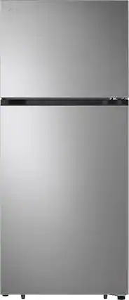 Front. LG - 17.5 Cu. Ft. Garage Ready Top-Freezer Refrigerator with Reversible Doors - Stainless Steel.